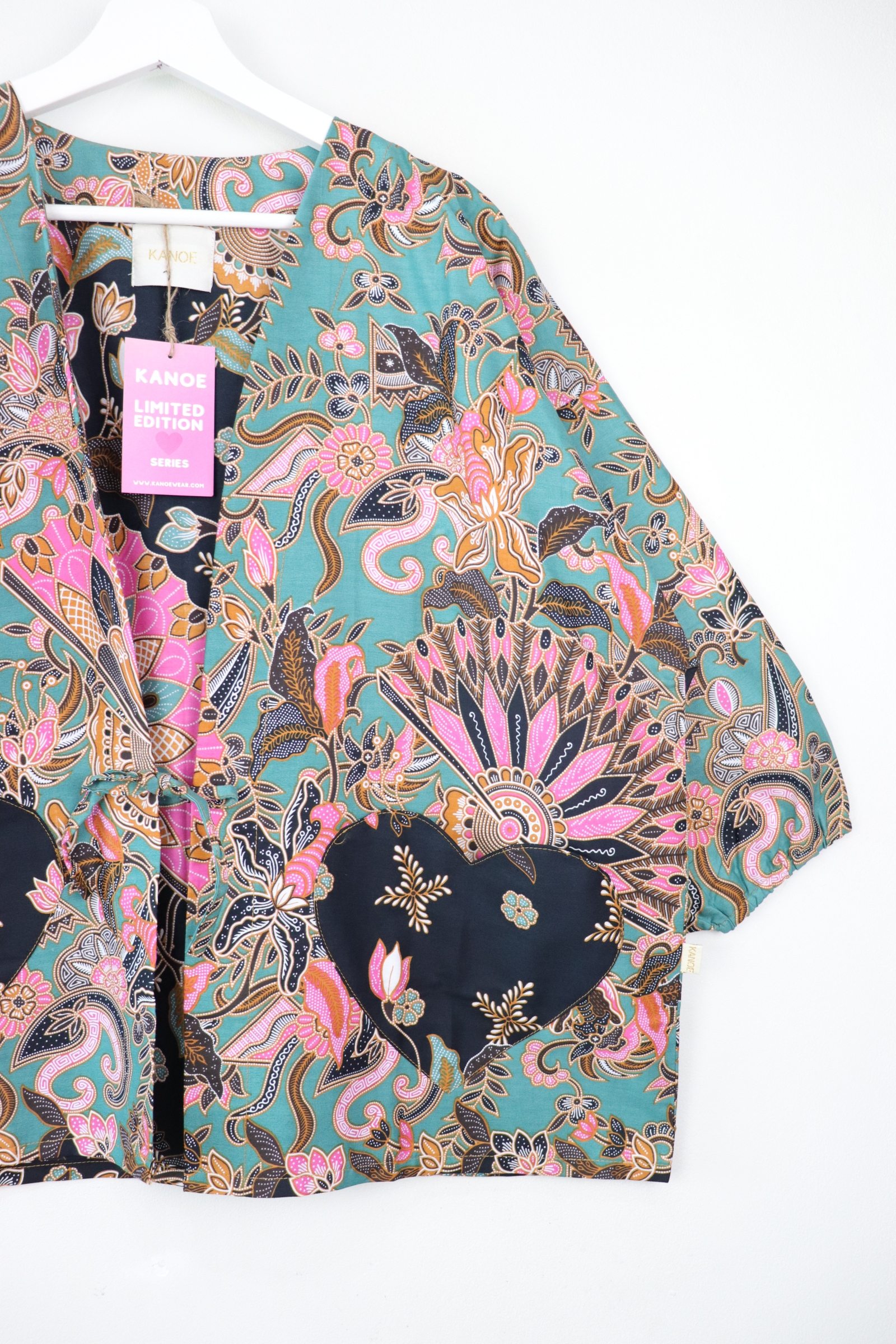 Kimono Signature Heart Pockets - Turquoise Twirl
