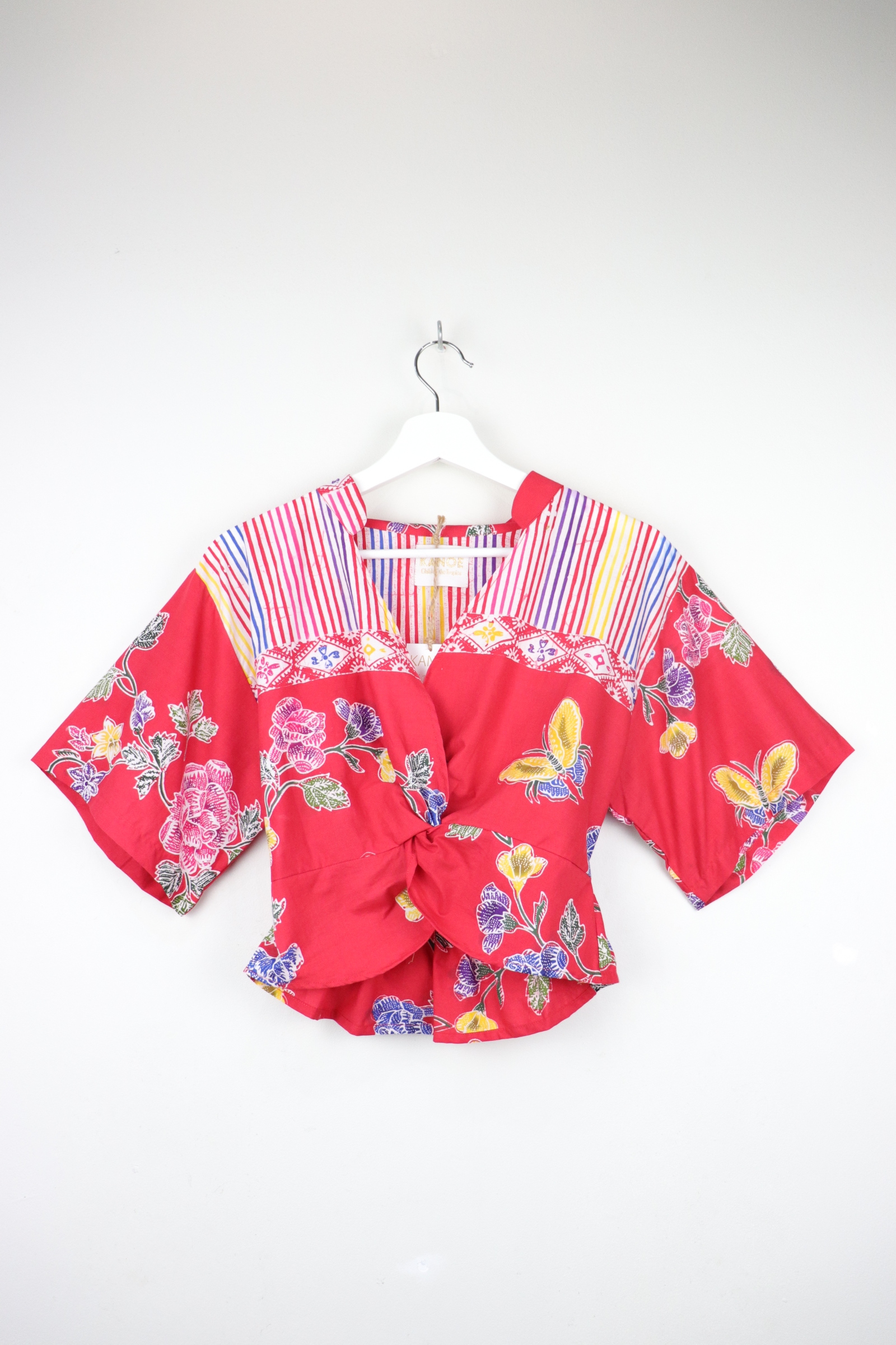 Twisted Front Mandarin Top - Rainbow Sorbet [ Handmade Batik ]