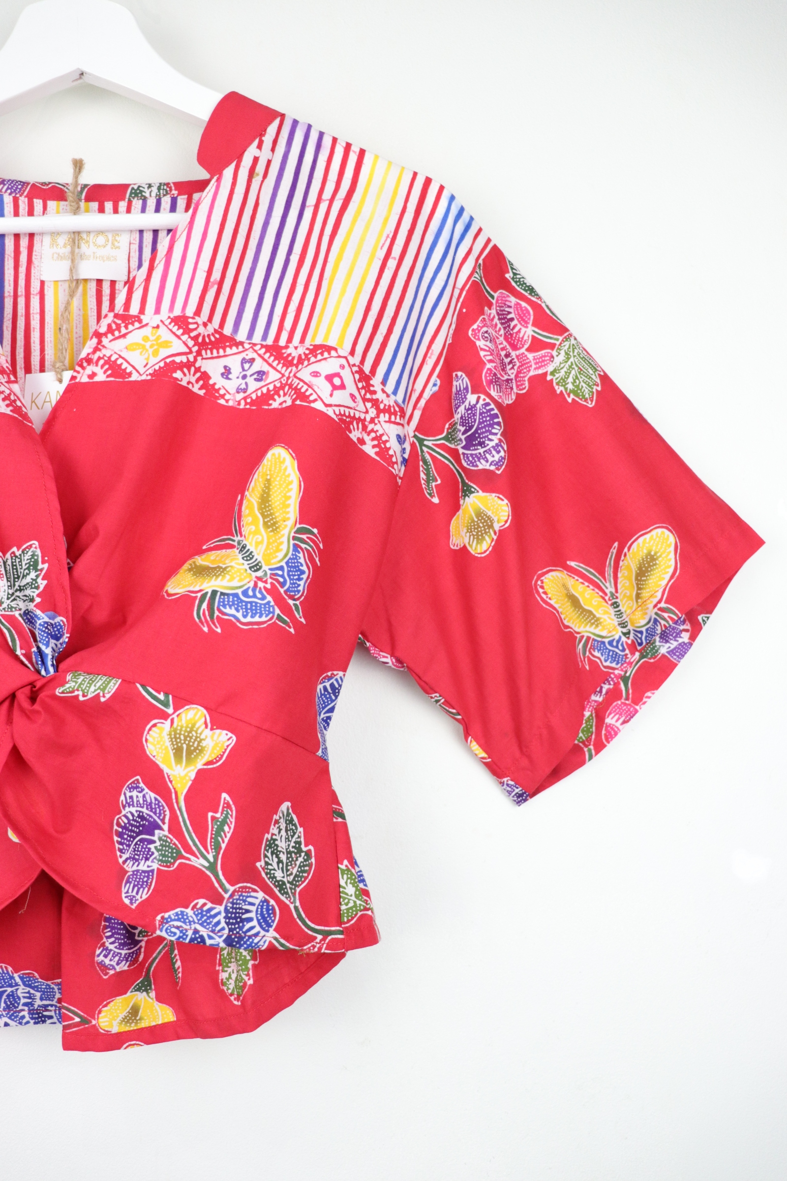 Twisted Front Mandarin Top - Rainbow Sorbet [ Handmade Batik ]