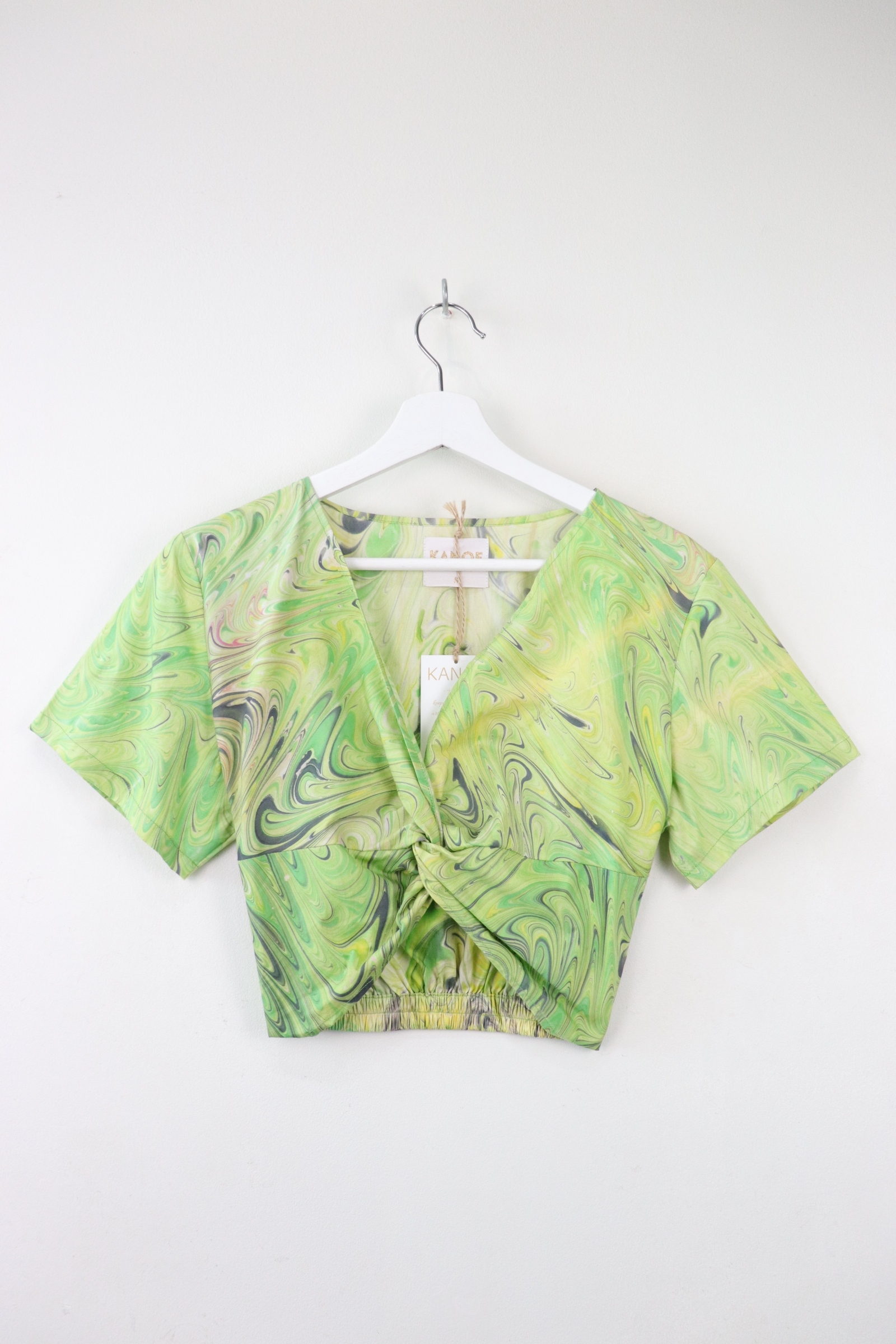 HandMarbled Twisted Top - Lime Swirl
