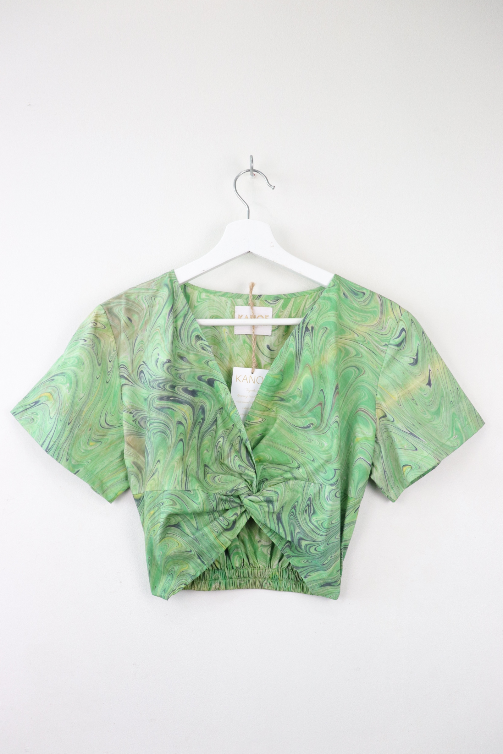 HandMarbled Twisted Top - Green Pea
