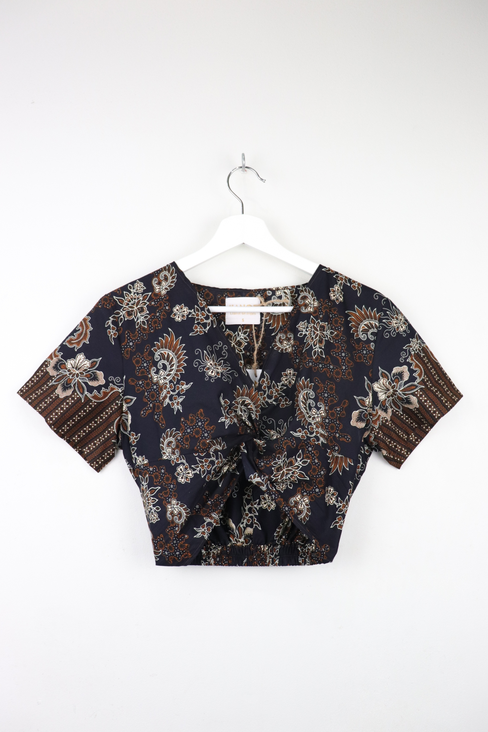 Twisted Front Batik Top - Cacao Nibs
