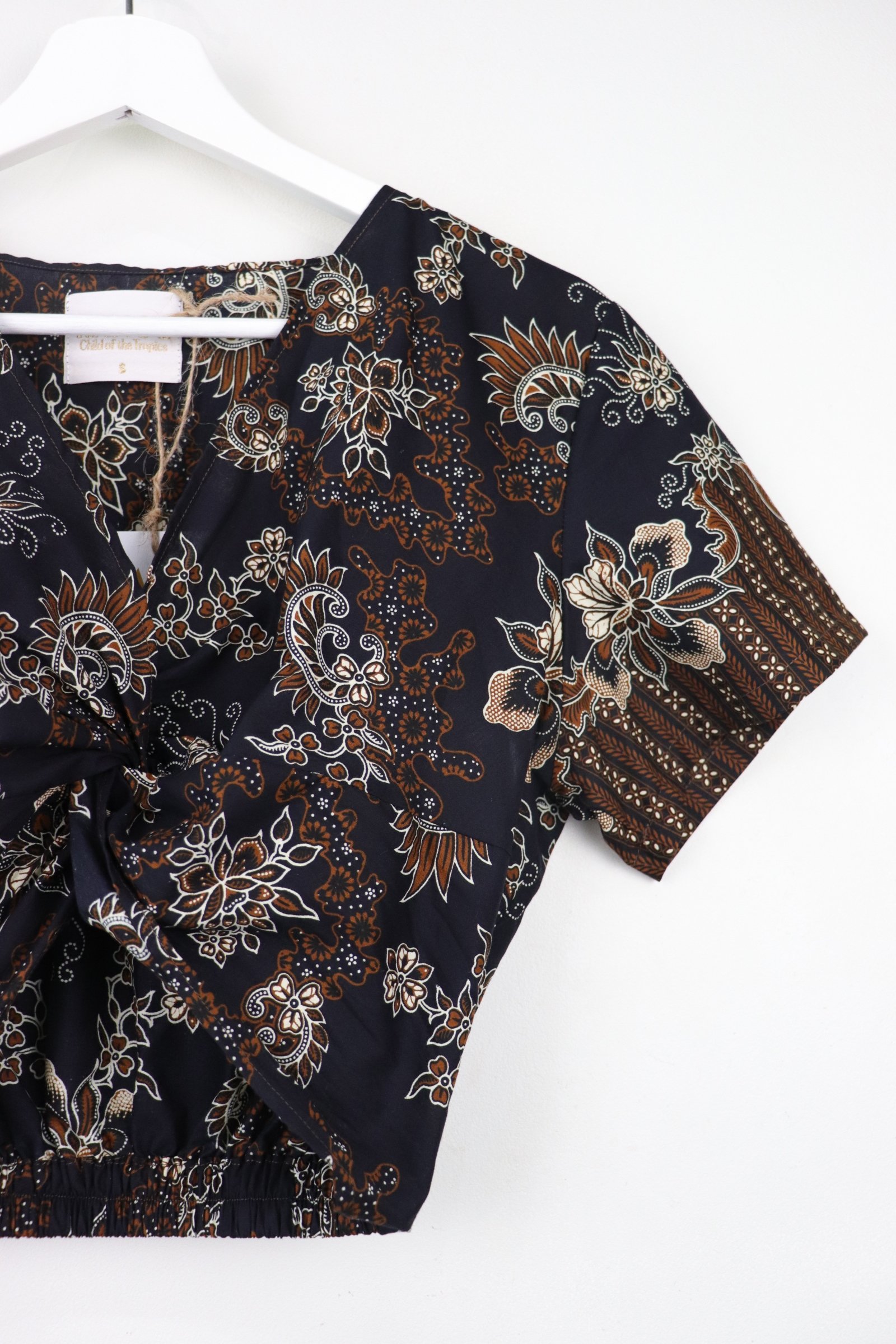 Twisted Front Batik Top - Cacao Nibs