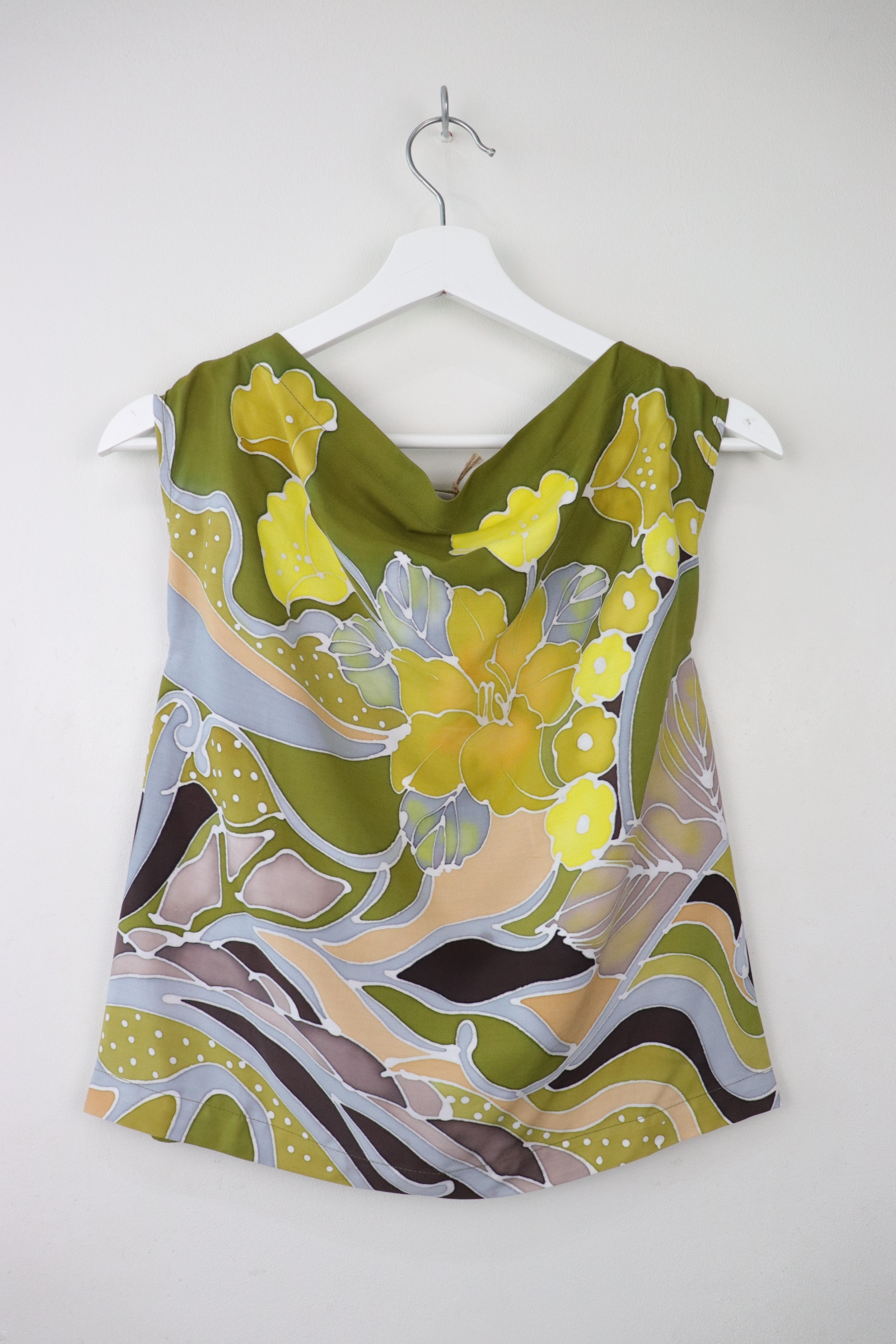 Batik Cowl Top - Olive Garden [ Handpainted Batik ]