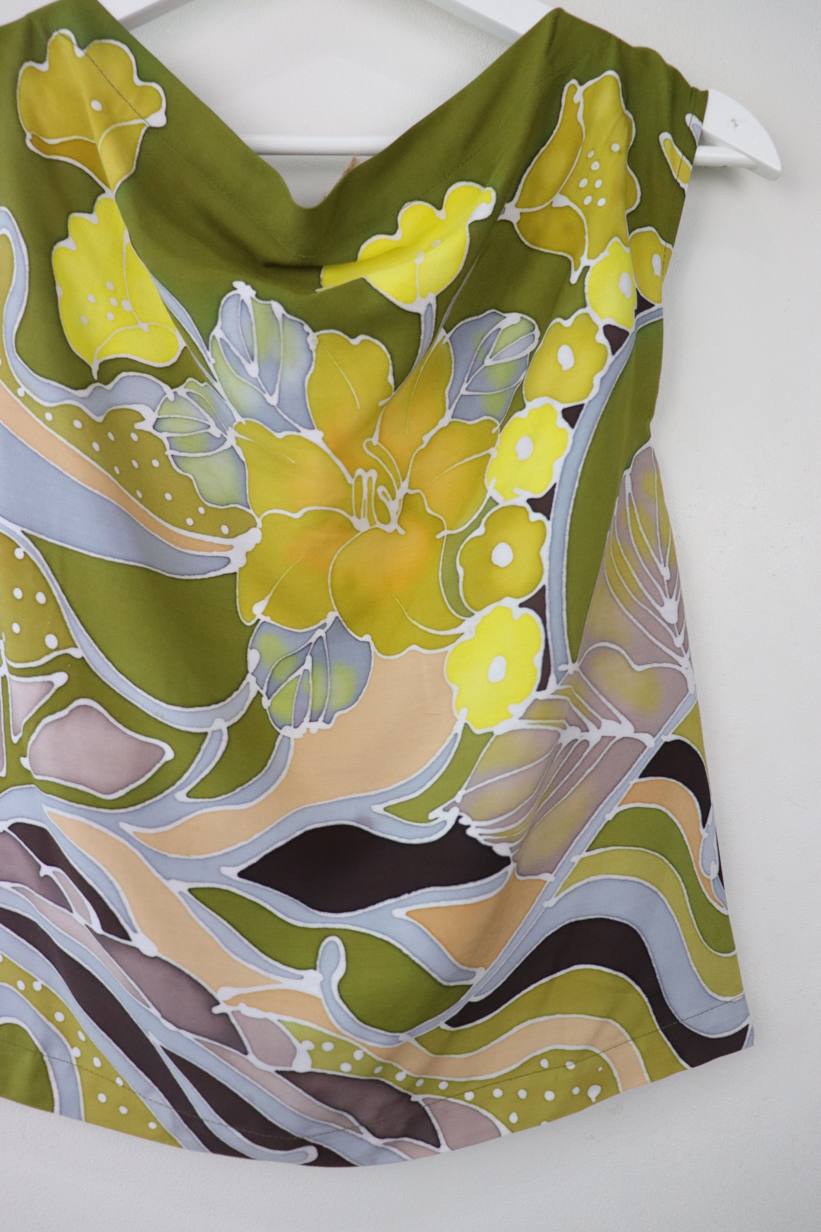 Batik Cowl Top - Olive Garden [ Handpainted Batik ]