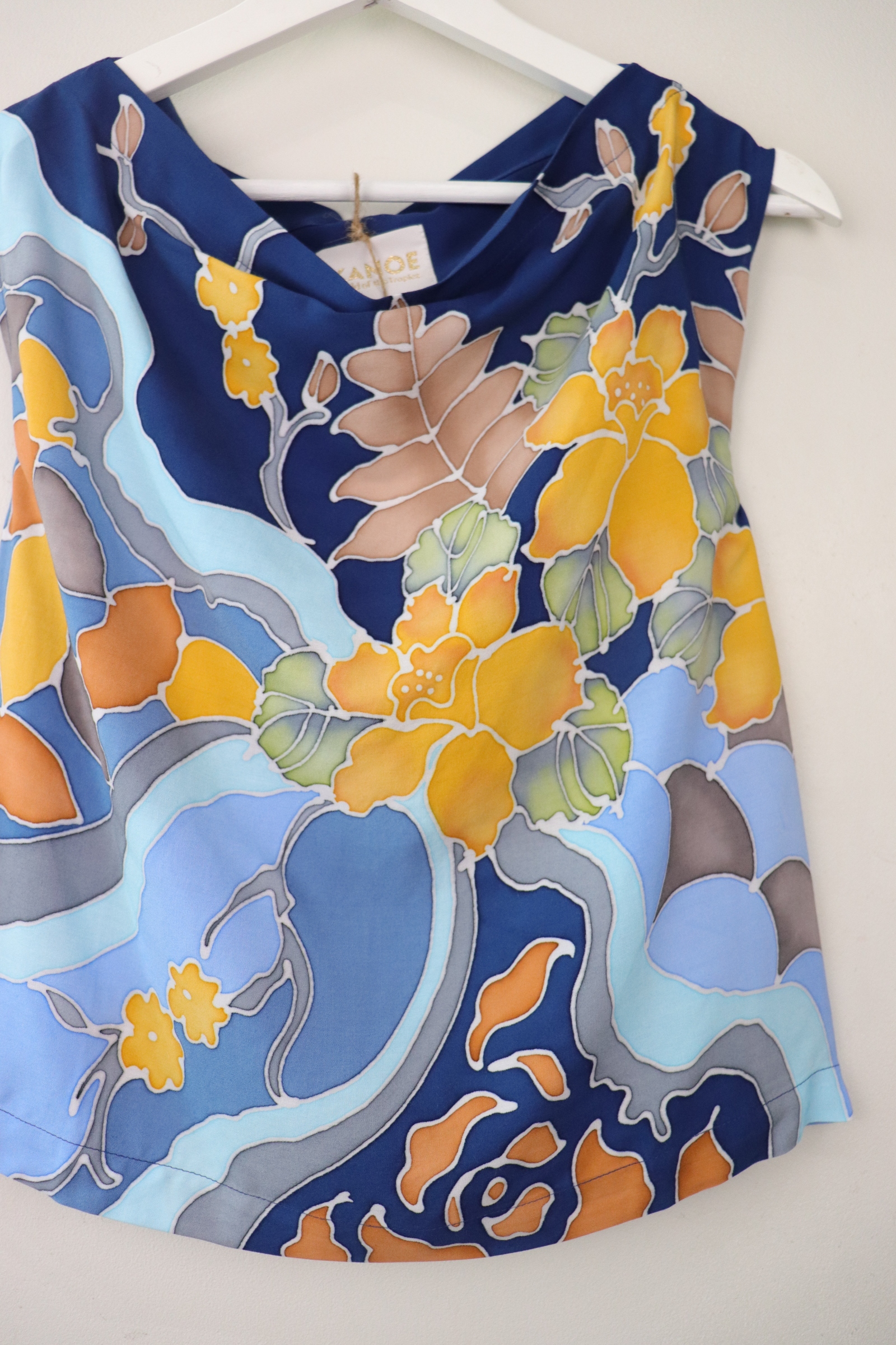 Batik Cowl Top - Ocean Orchid [ Handpainted Batik ]