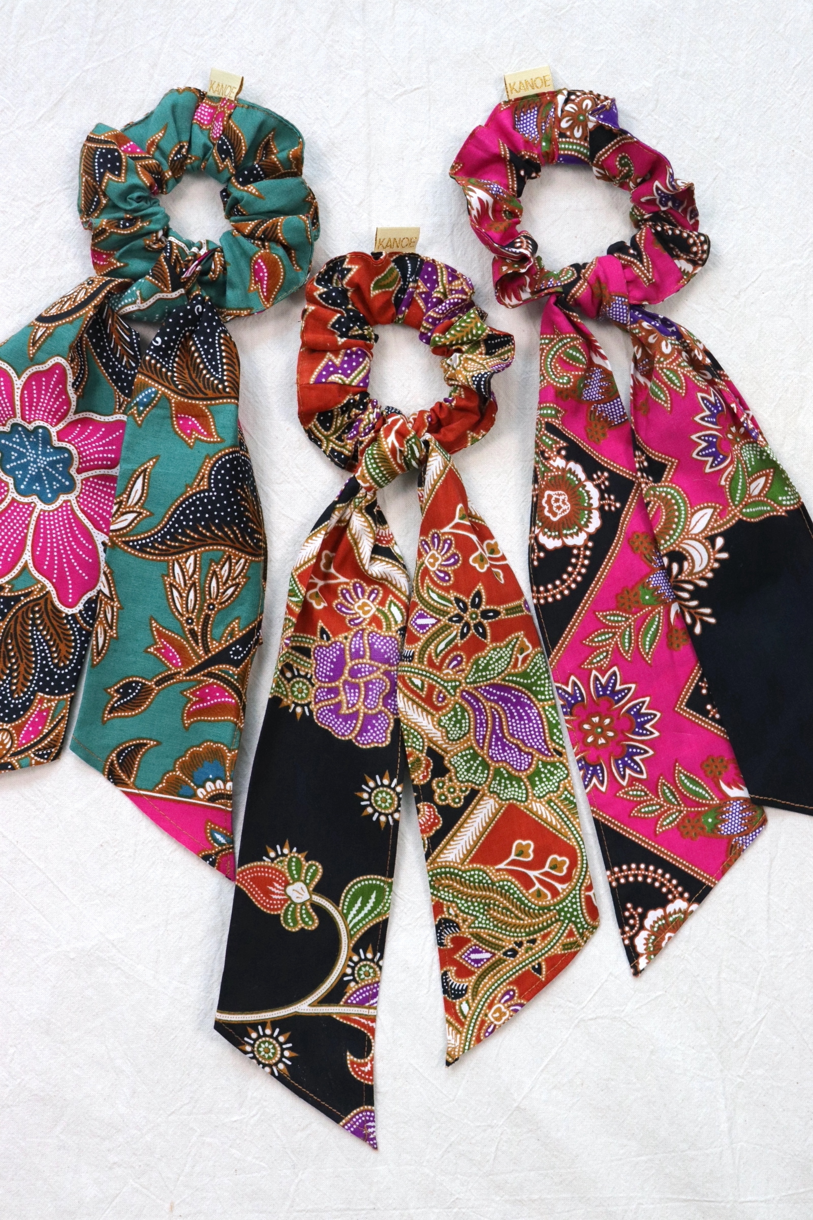 Batik Scrunchie w/ Ribbon [Set of 3] - Nora