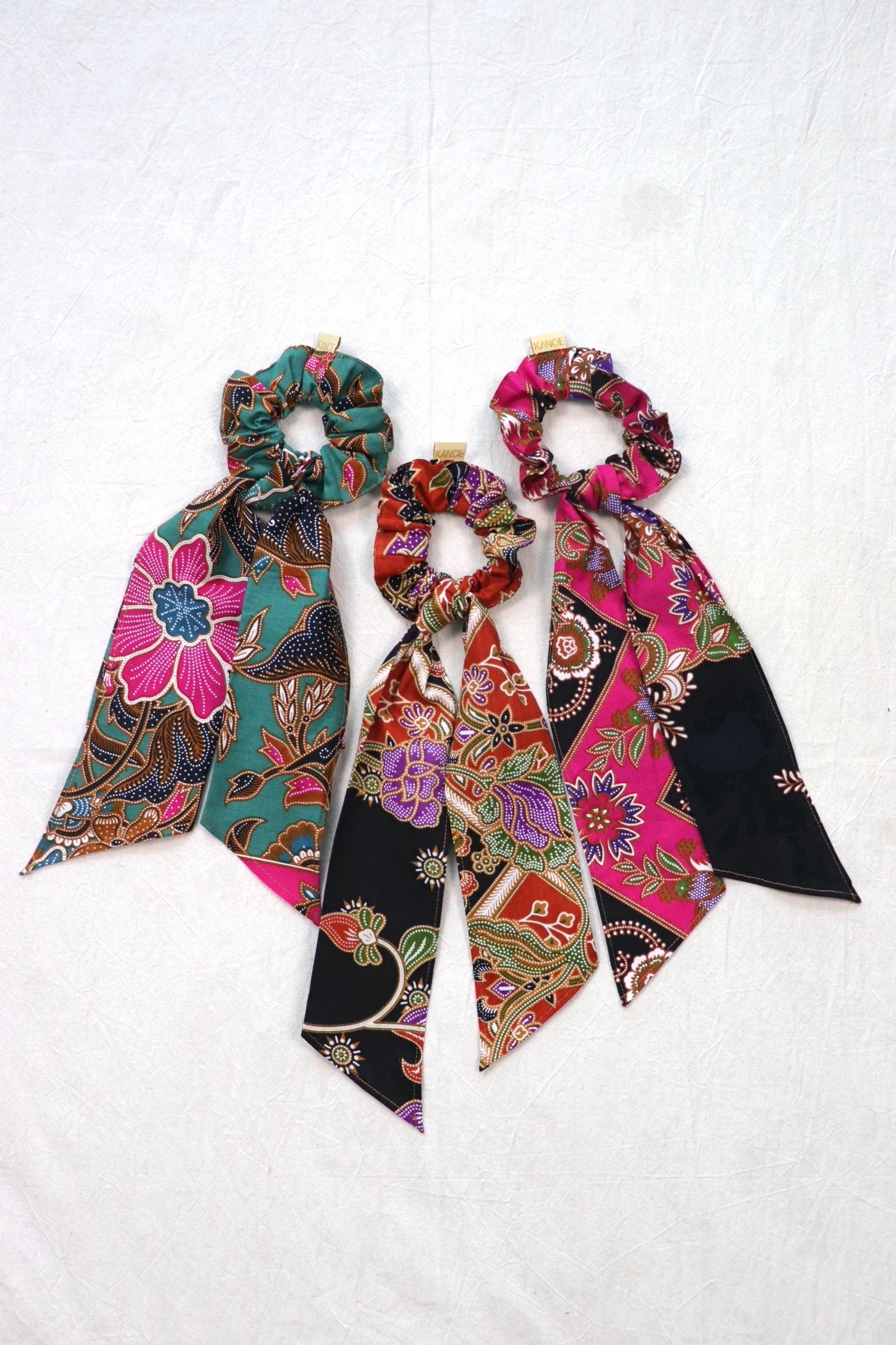 Batik Scrunchie w/ Ribbon [Set of 3] - Nora