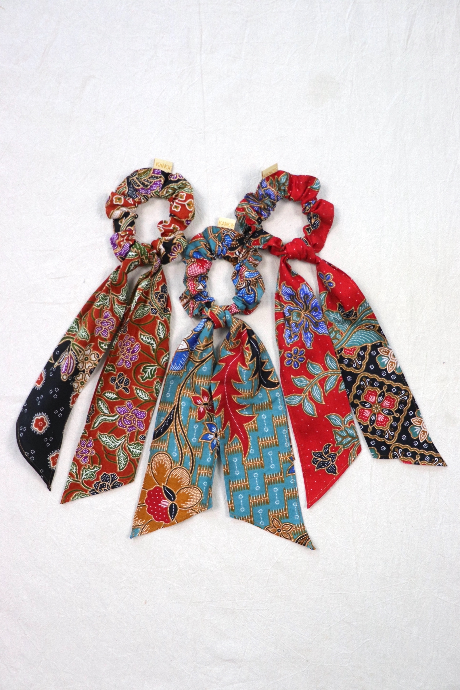 Batik Scrunchie w/ Ribbon [Set of 3] - Ariel