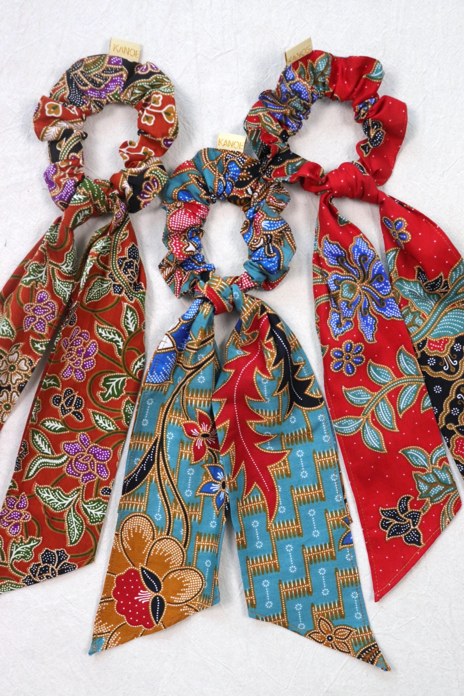Batik Scrunchie w/ Ribbon [Set of 3] - Ariel