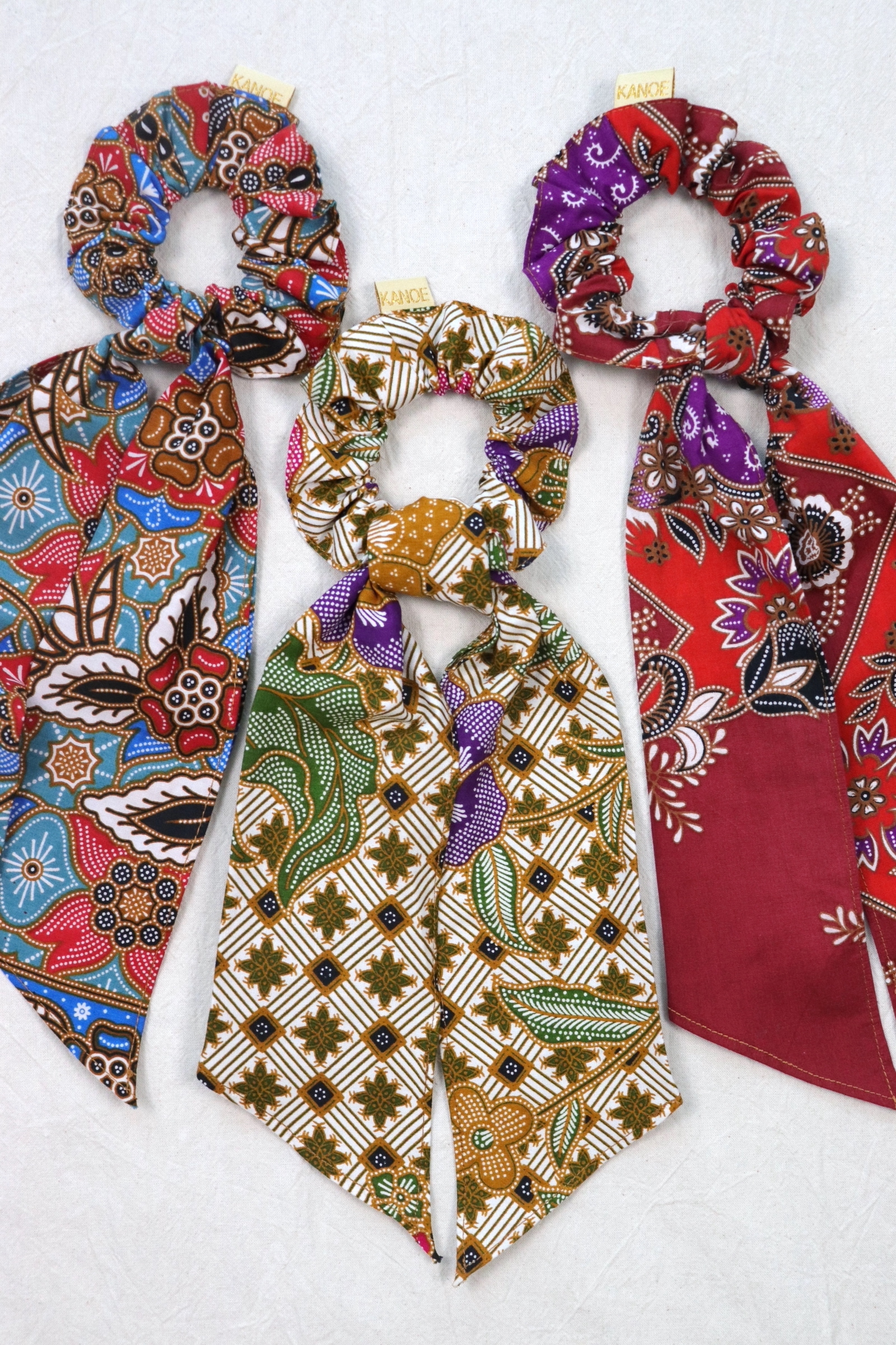 Batik Scrunchie w/ Ribbon [Set of 3] - Vienna