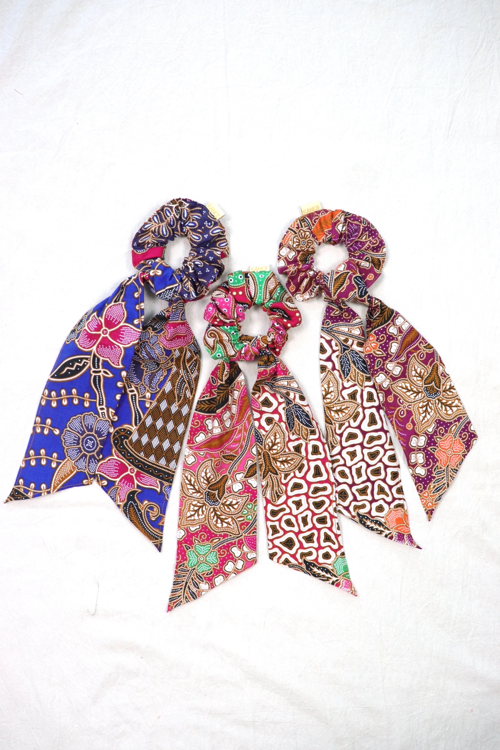 Batik Scrunchie w/ Ribbon [Set of 3] - Naomi