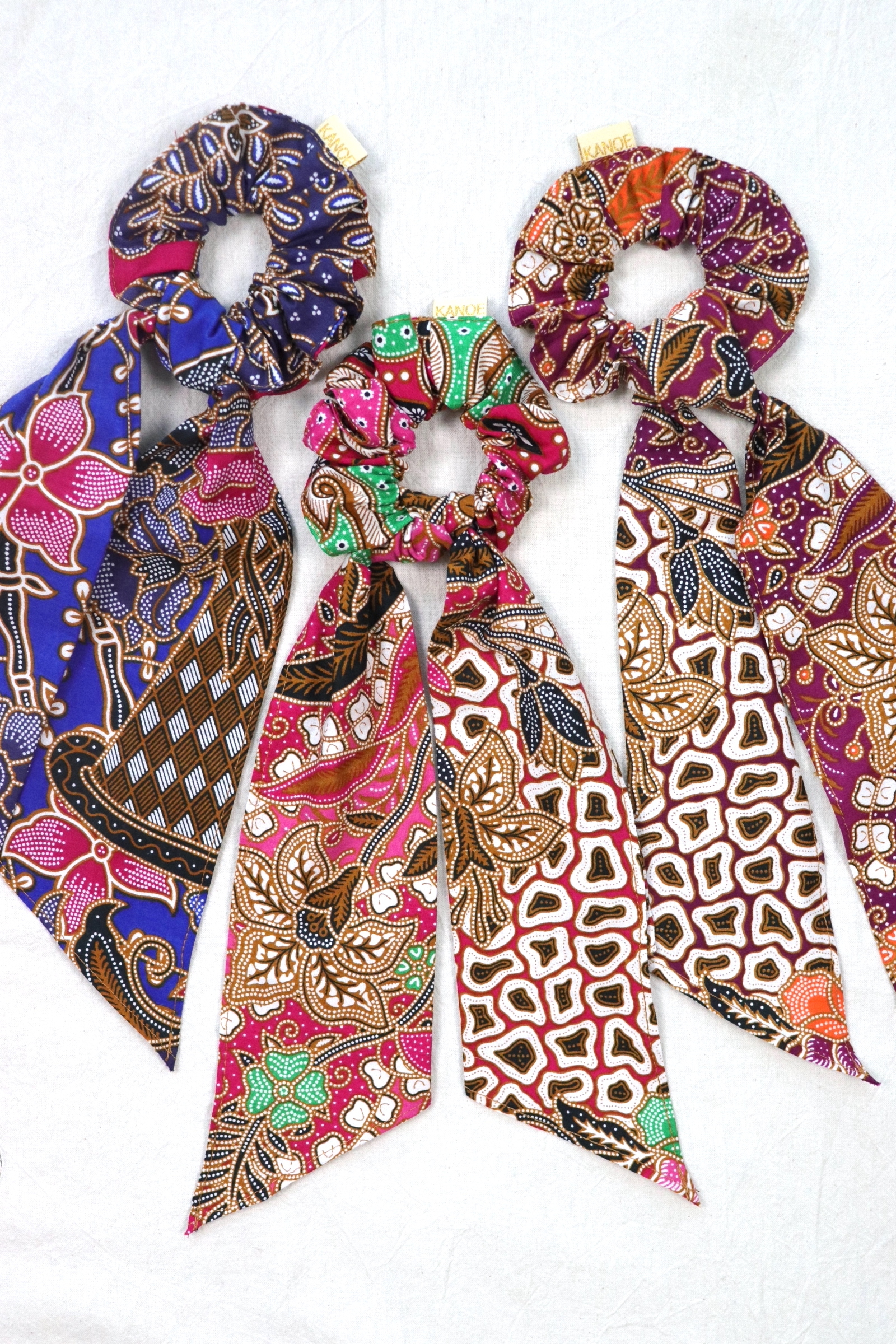 Batik Scrunchie w/ Ribbon [Set of 3] - Naomi