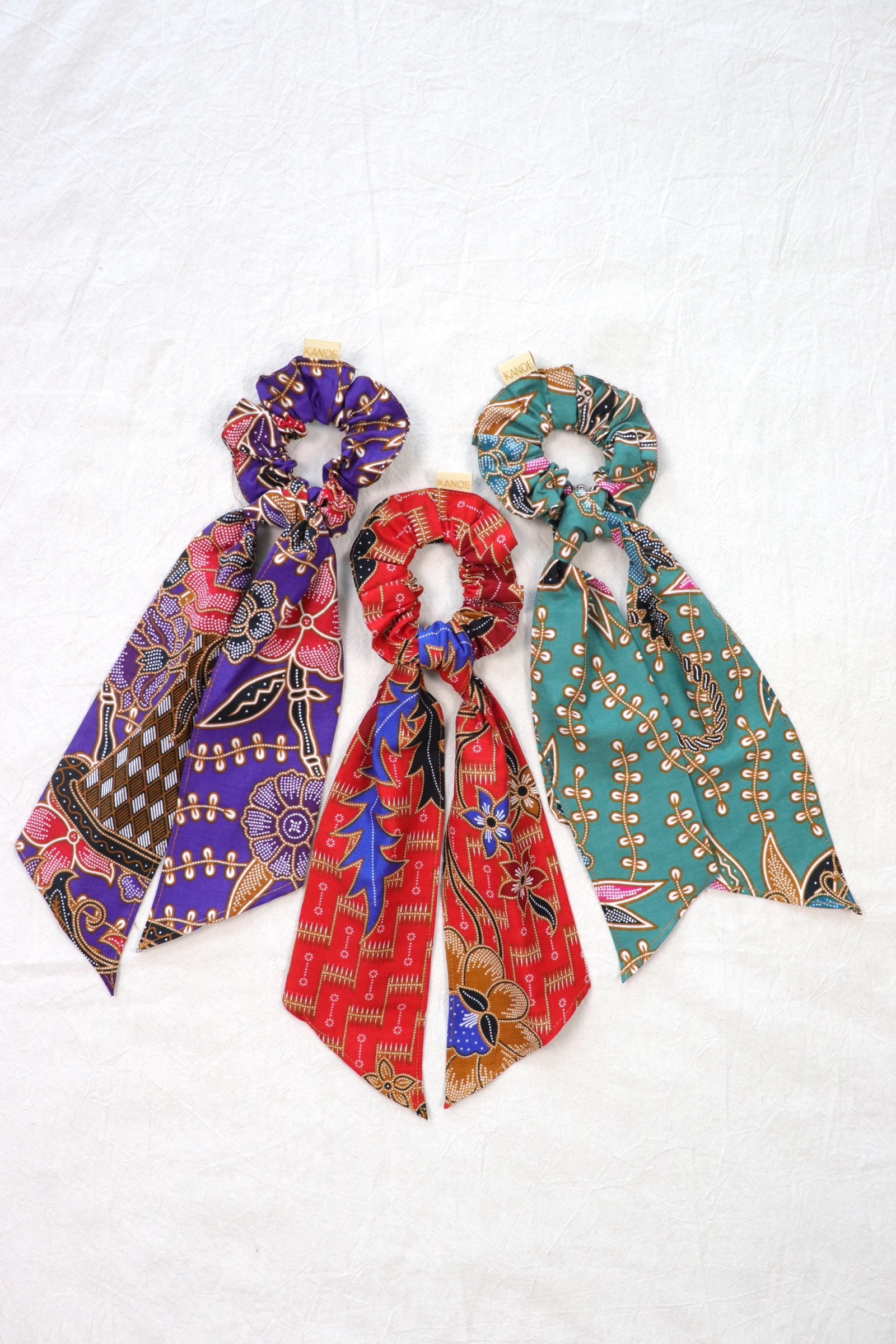 Batik Scrunchie w/ Ribbon [Set of 3] - Marina