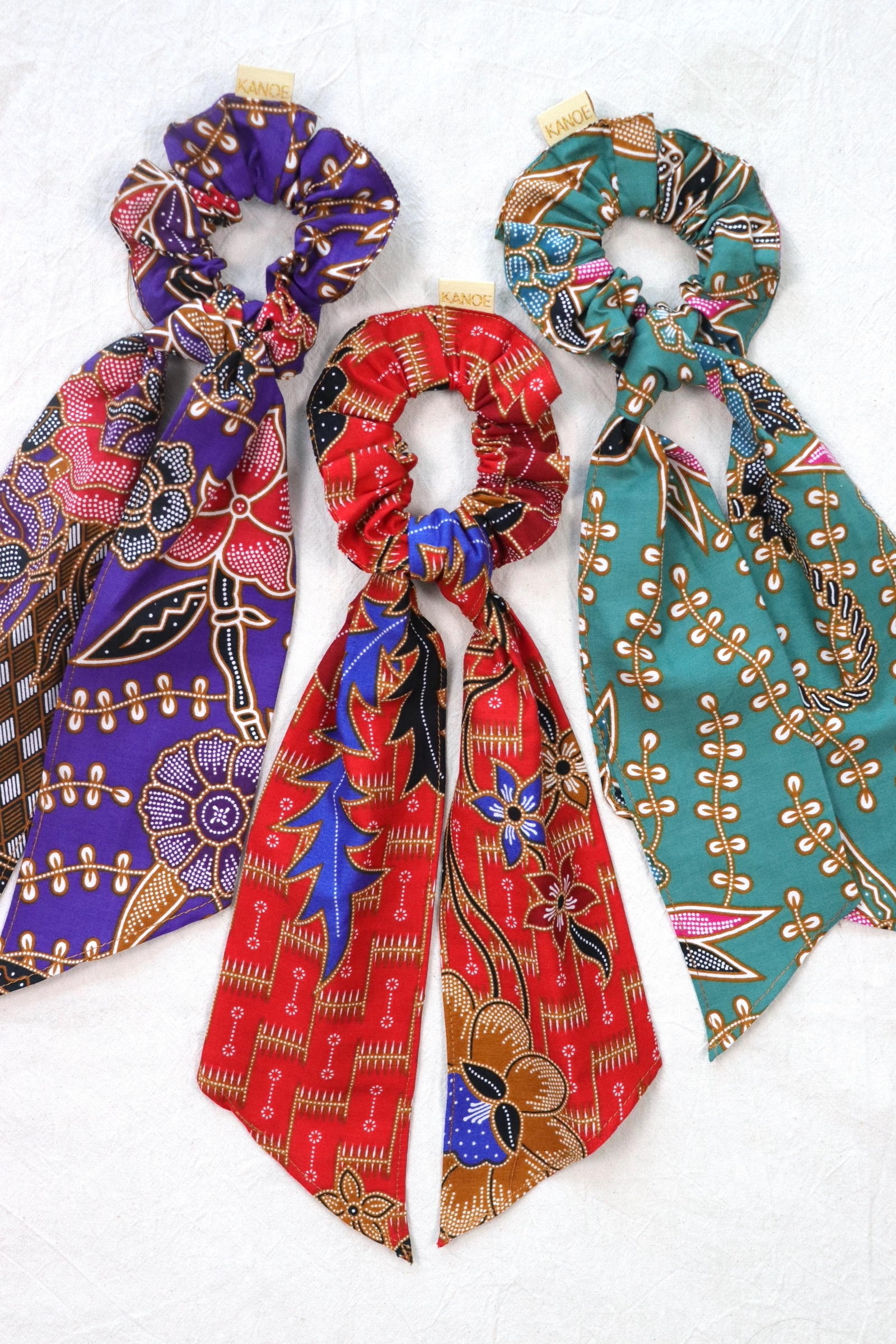Batik Scrunchie w/ Ribbon [Set of 3] - Marina