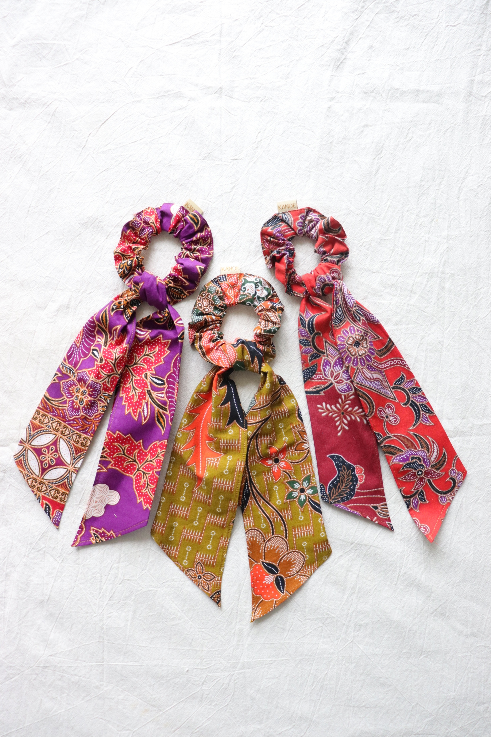 Batik Scrunchie w/ Ribbon [Set of 3] - Petra