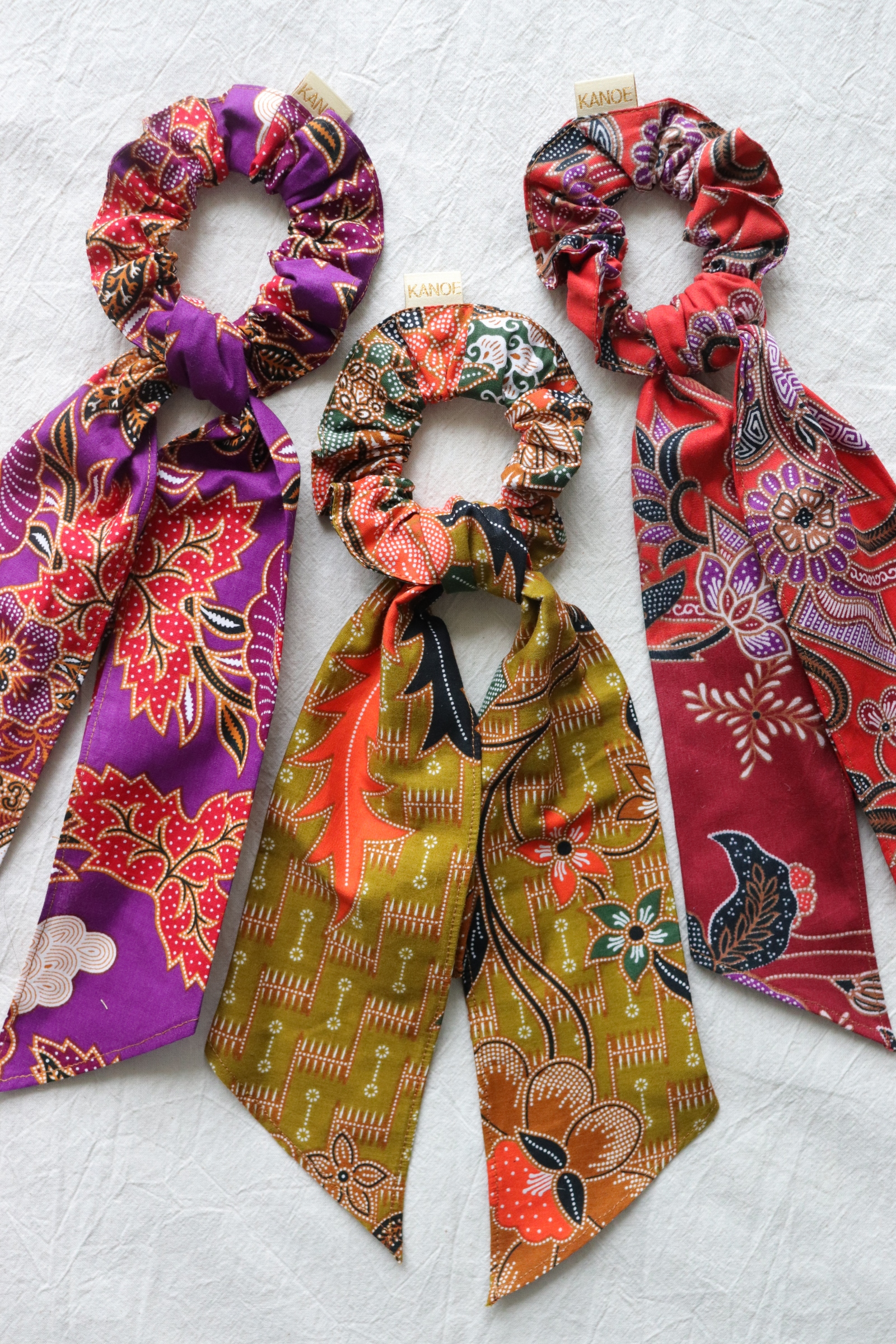 Batik Scrunchie w/ Ribbon [Set of 3] - Petra