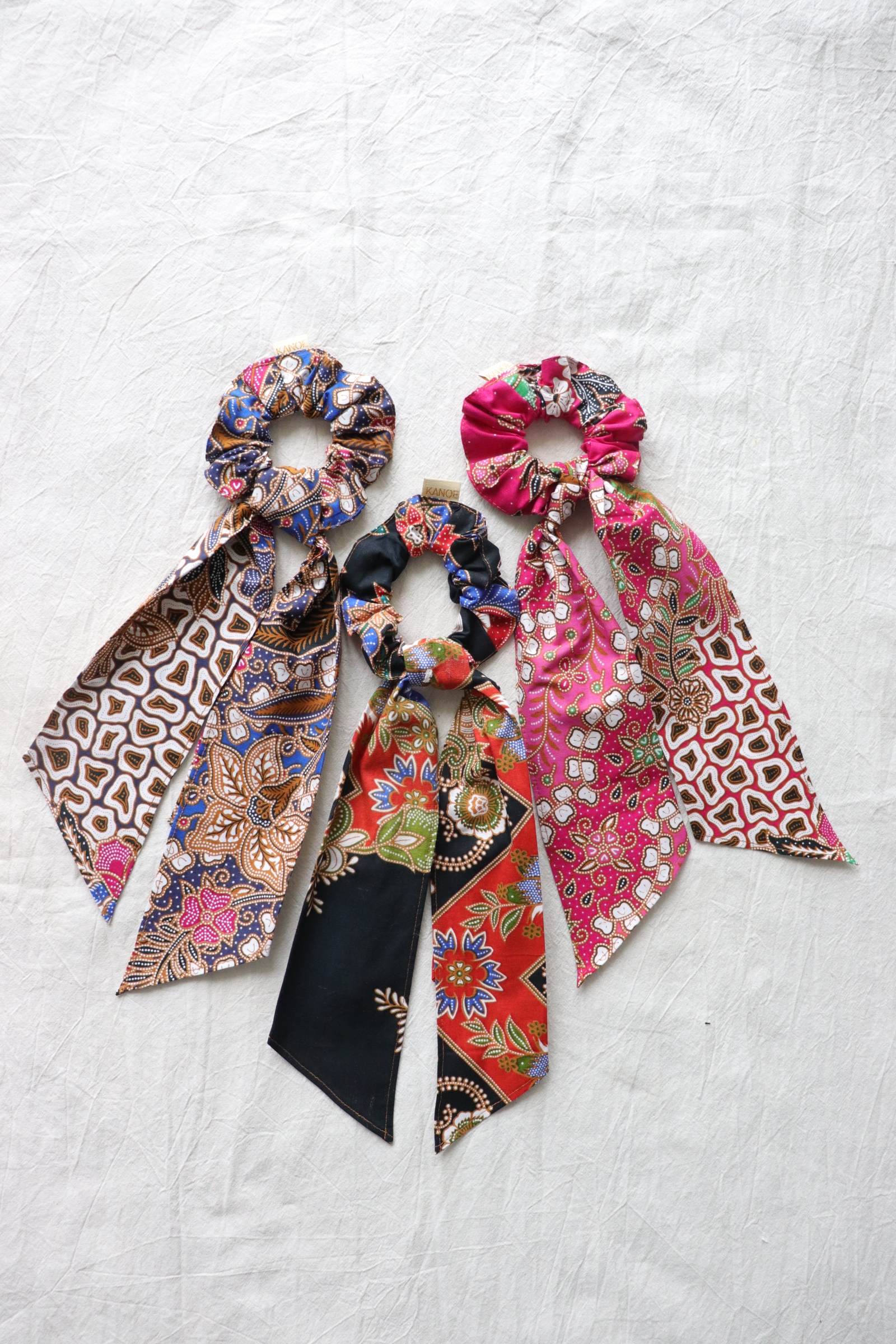 Batik Scrunchie w/ Ribbon [Set of 3] - Ashley