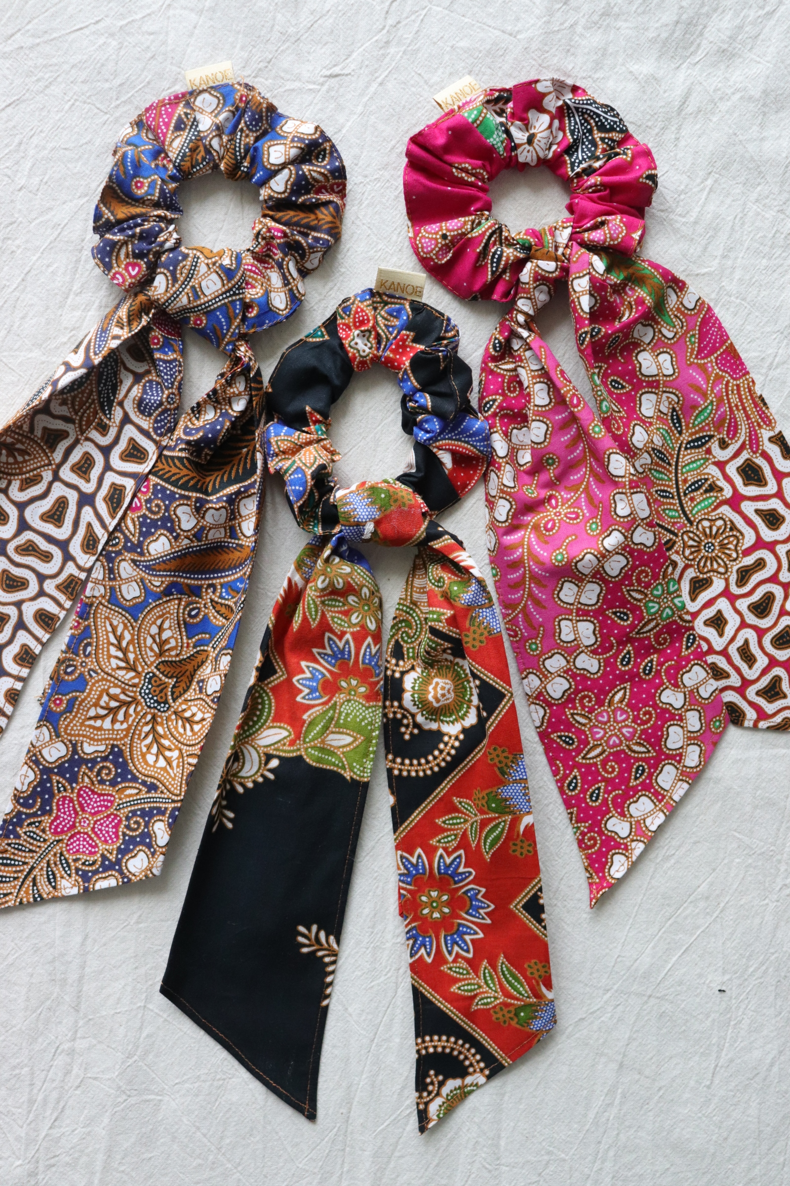 Batik Scrunchie w/ Ribbon [Set of 3] - Ashley