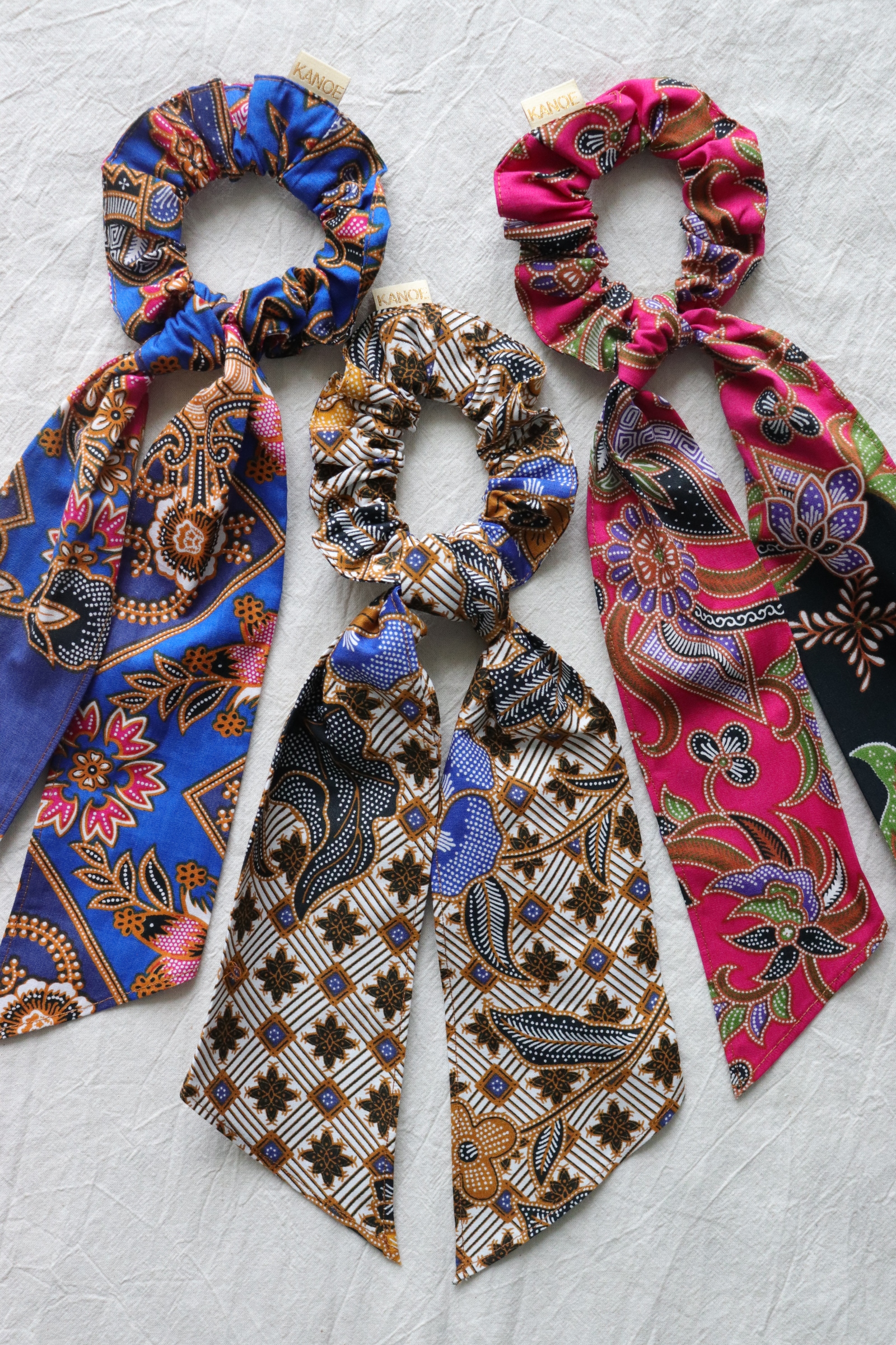 Batik Scrunchie w/ Ribbon [Set of 3] - Renee