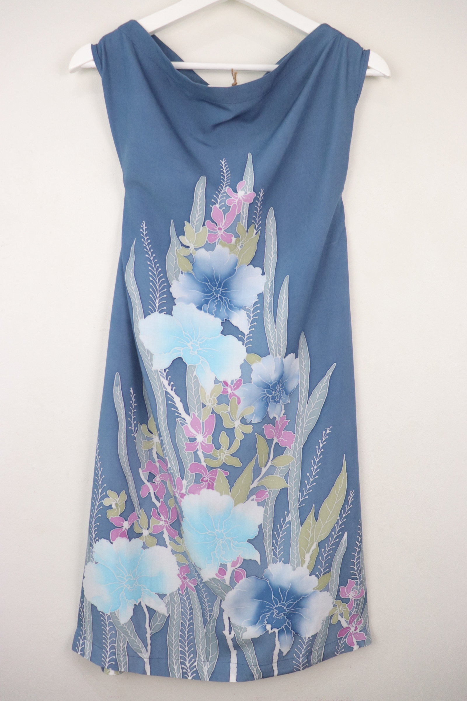 Batik Cowl Dress - Poppy Blues [HandPainted Batik]
