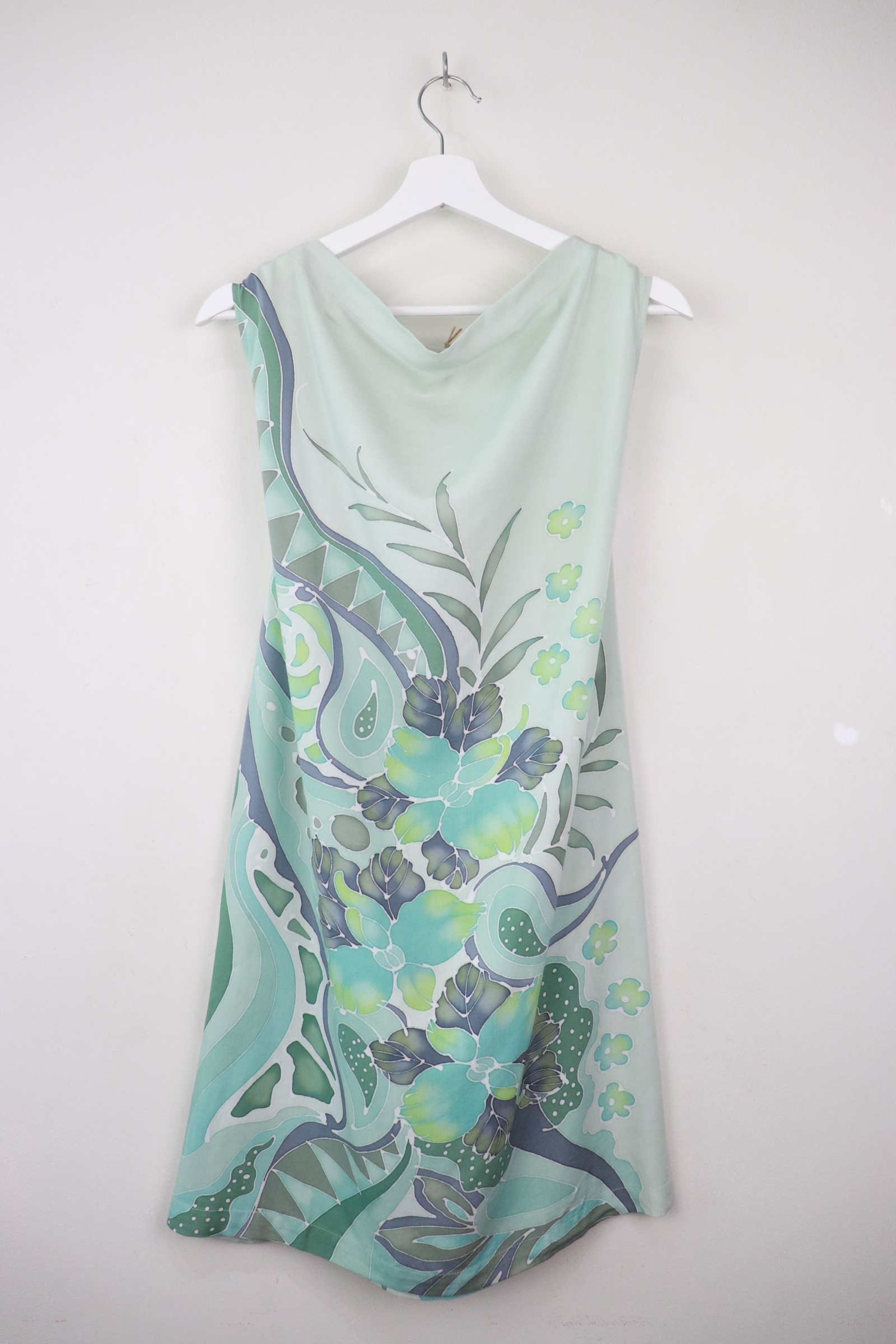 Batik Cowl Dress - Mint Tea [HandPainted Batik]