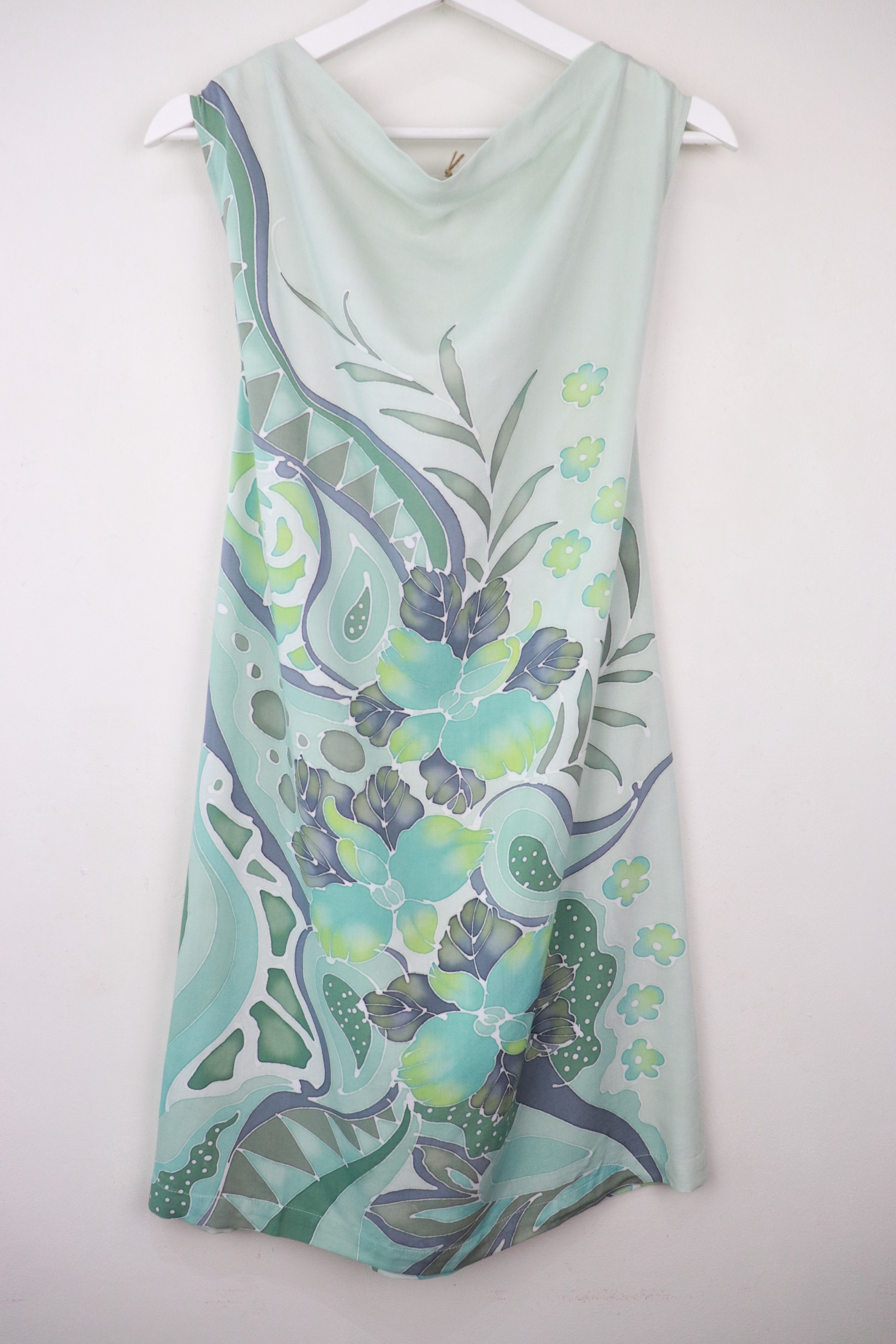 Batik Cowl Dress - Mint Tea [HandPainted Batik]