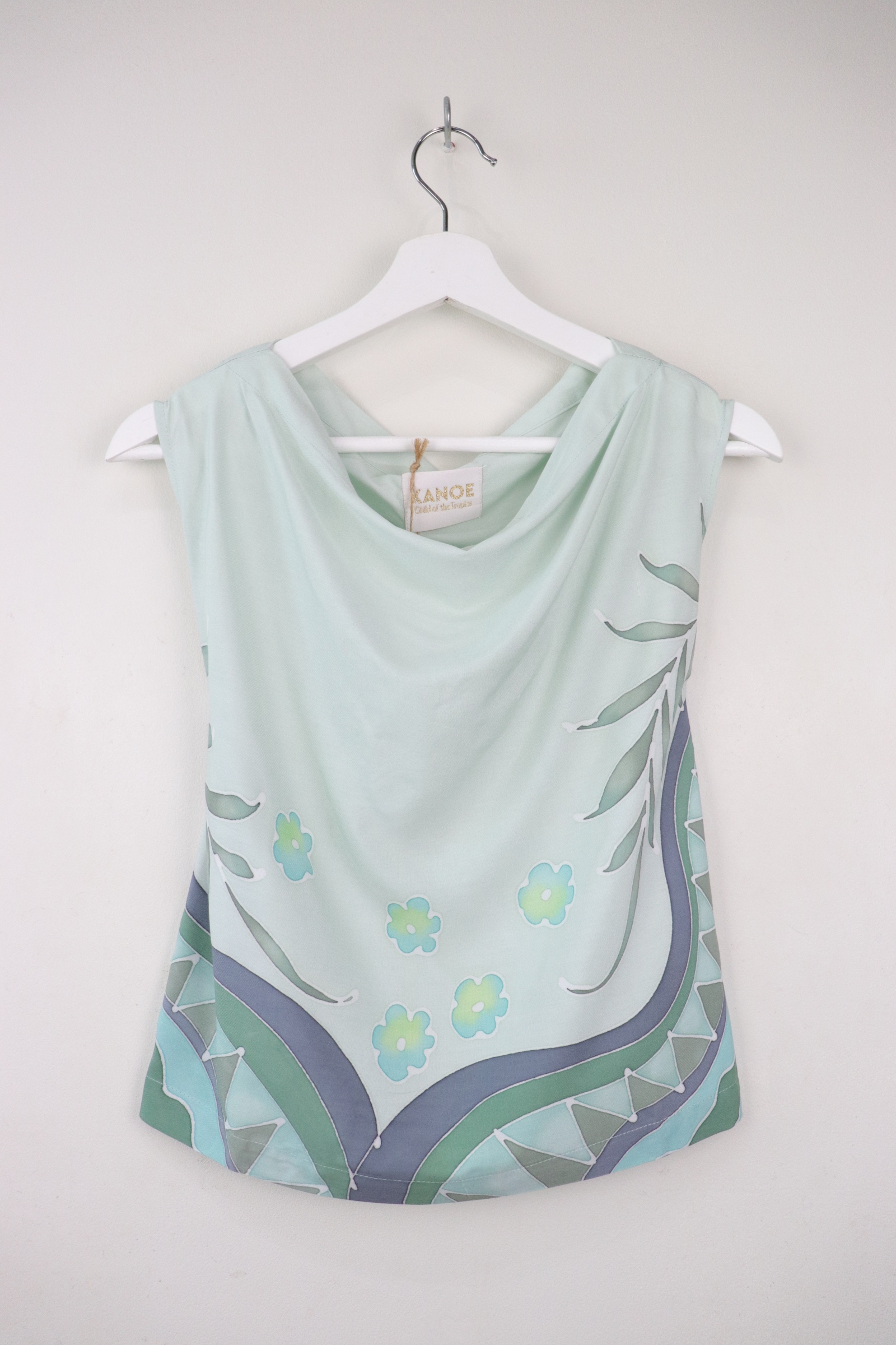 Batik Cowl Top - Peppermint Peony [ Handpainted Batik ]