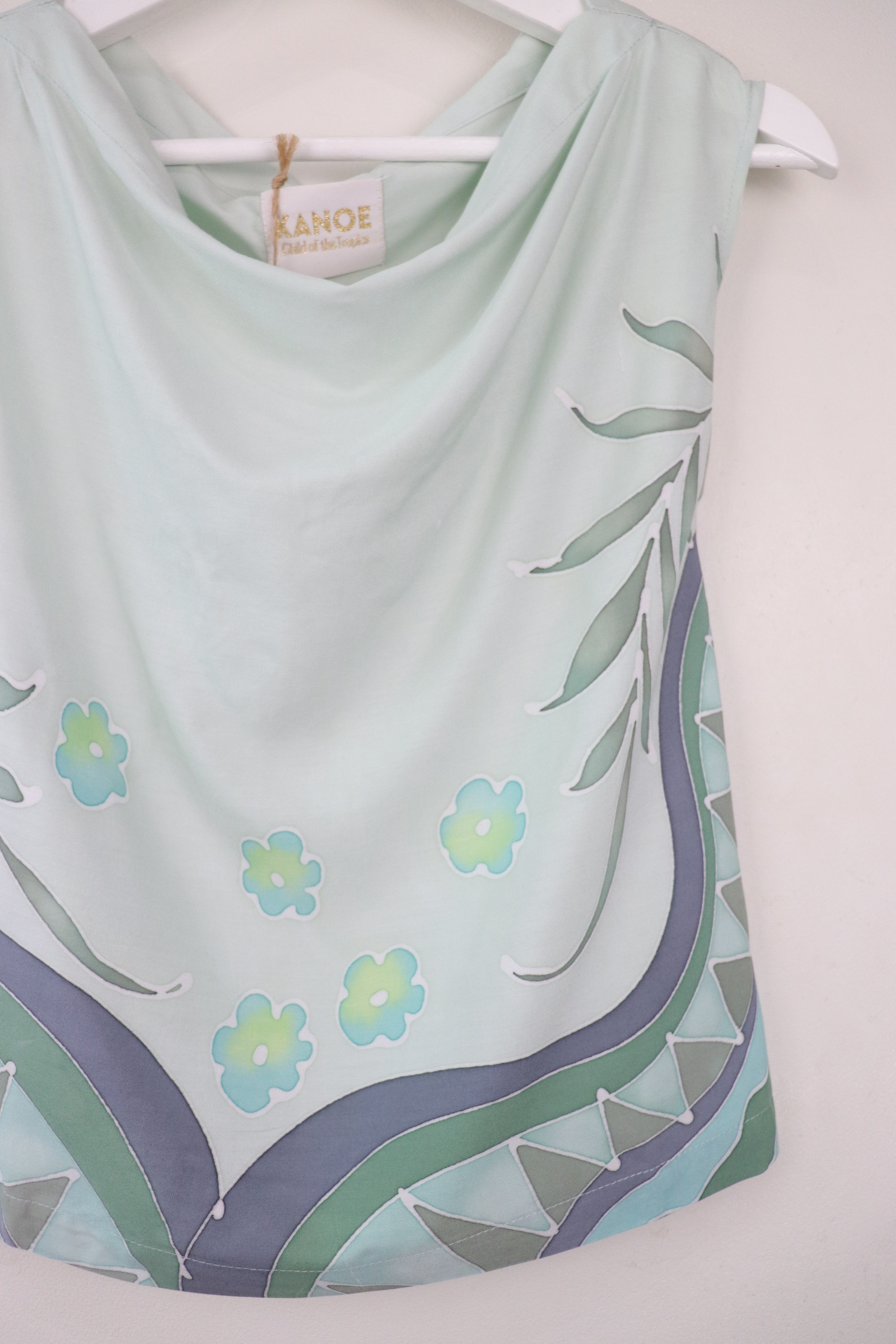 Batik Cowl Top - Peppermint Peony [ Handpainted Batik ]