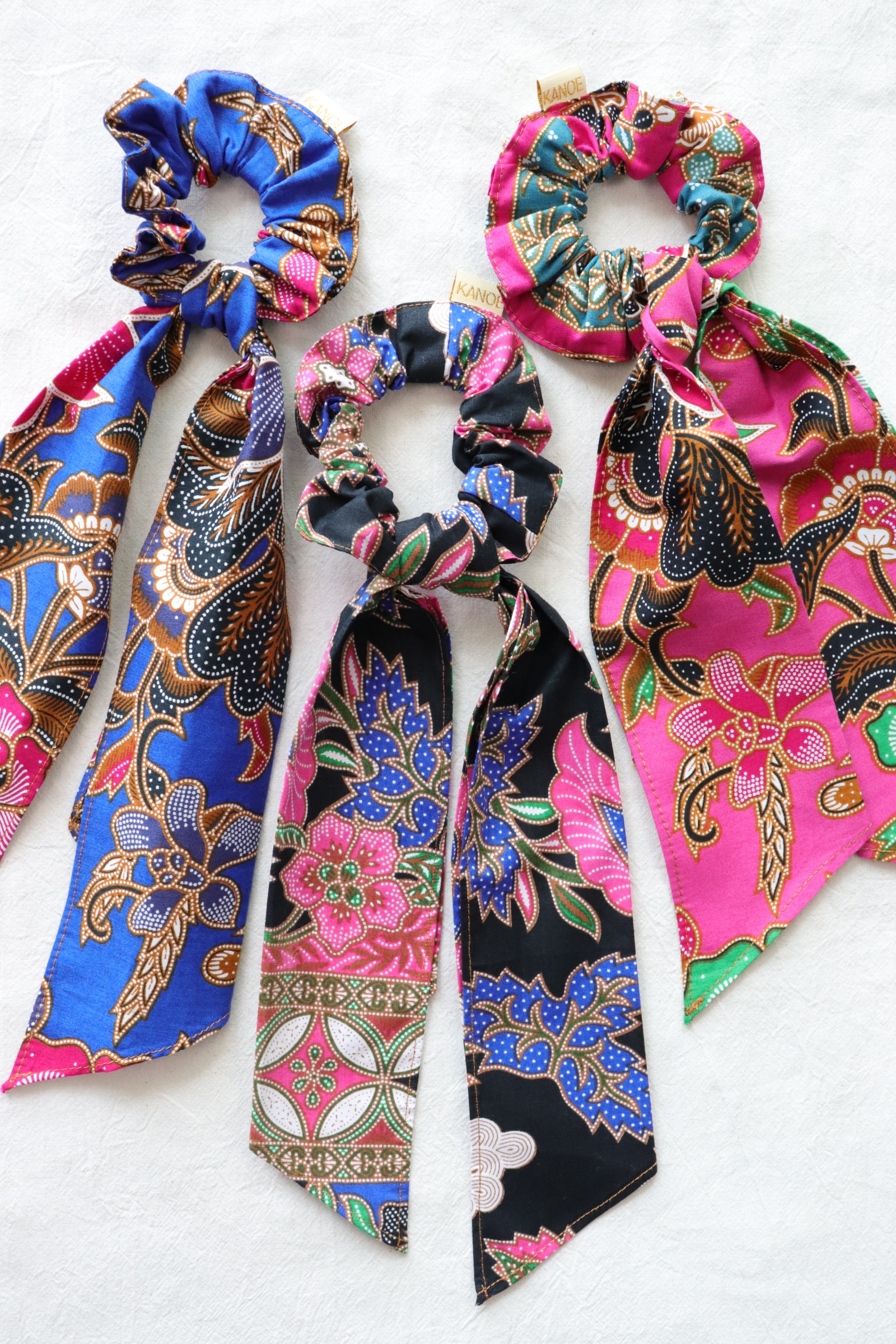 Batik Scrunchie w/ Ribbon [Set of 3] - Dania