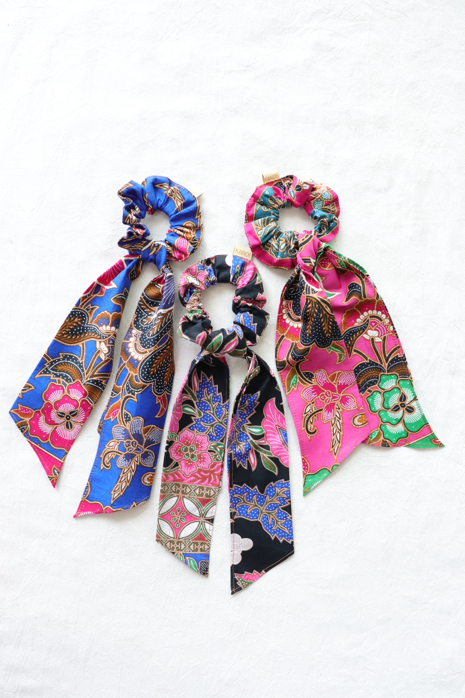 Batik Scrunchie w/ Ribbon [Set of 3] - Dania