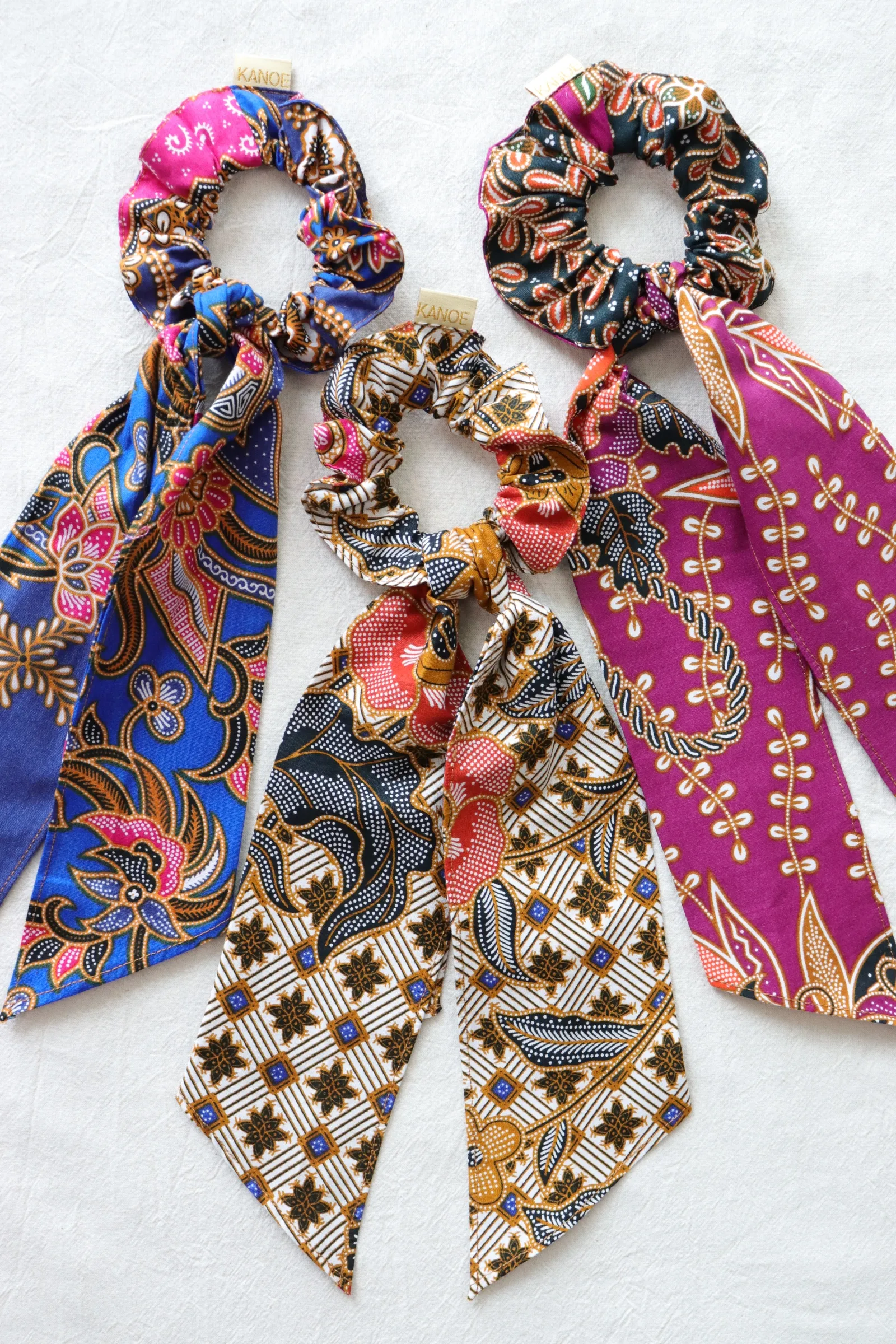 Batik Scrunchie w/ Ribbon [Set of 3] - Willow