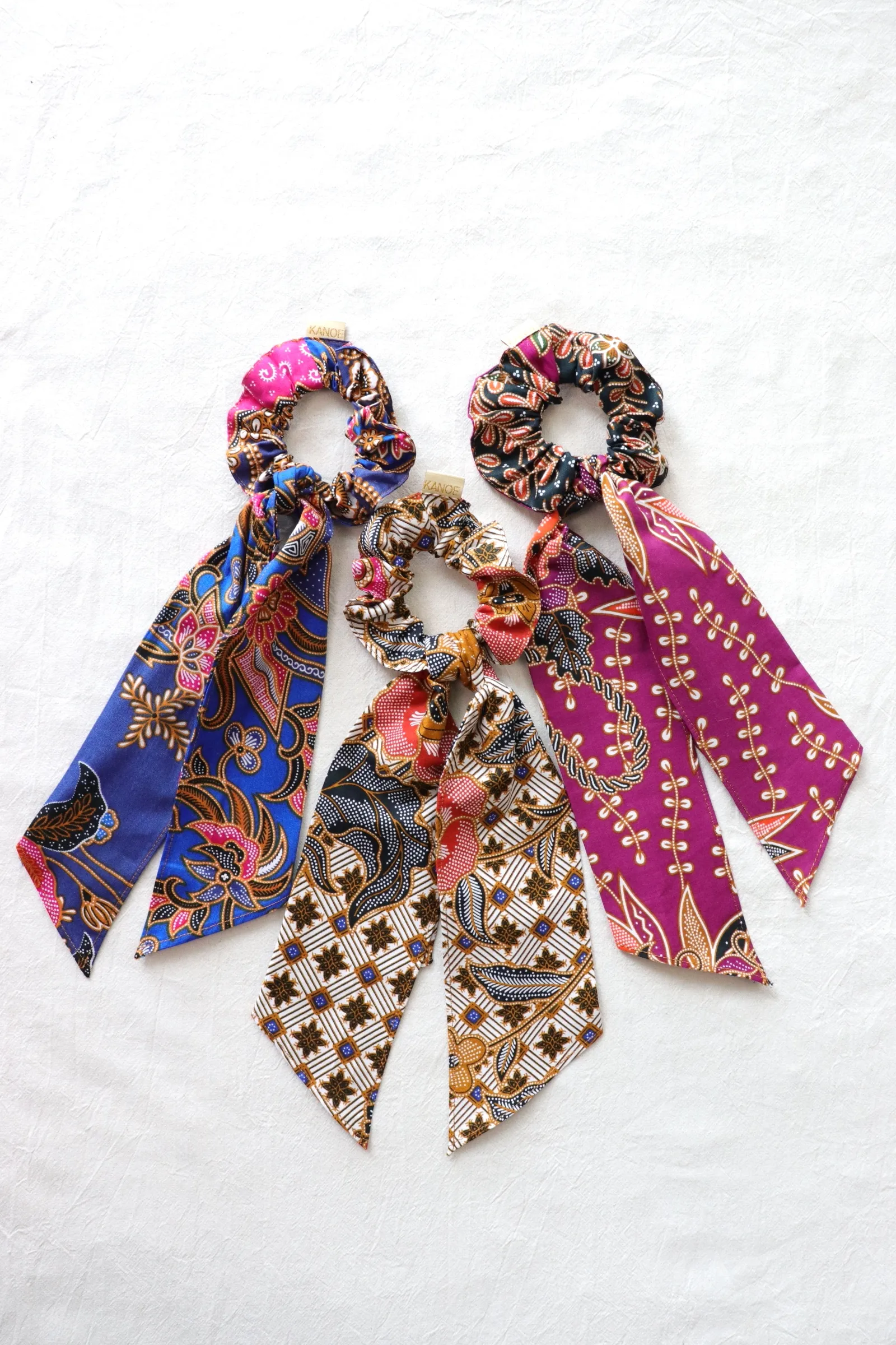 Batik Scrunchie w/ Ribbon [Set of 3] - Willow