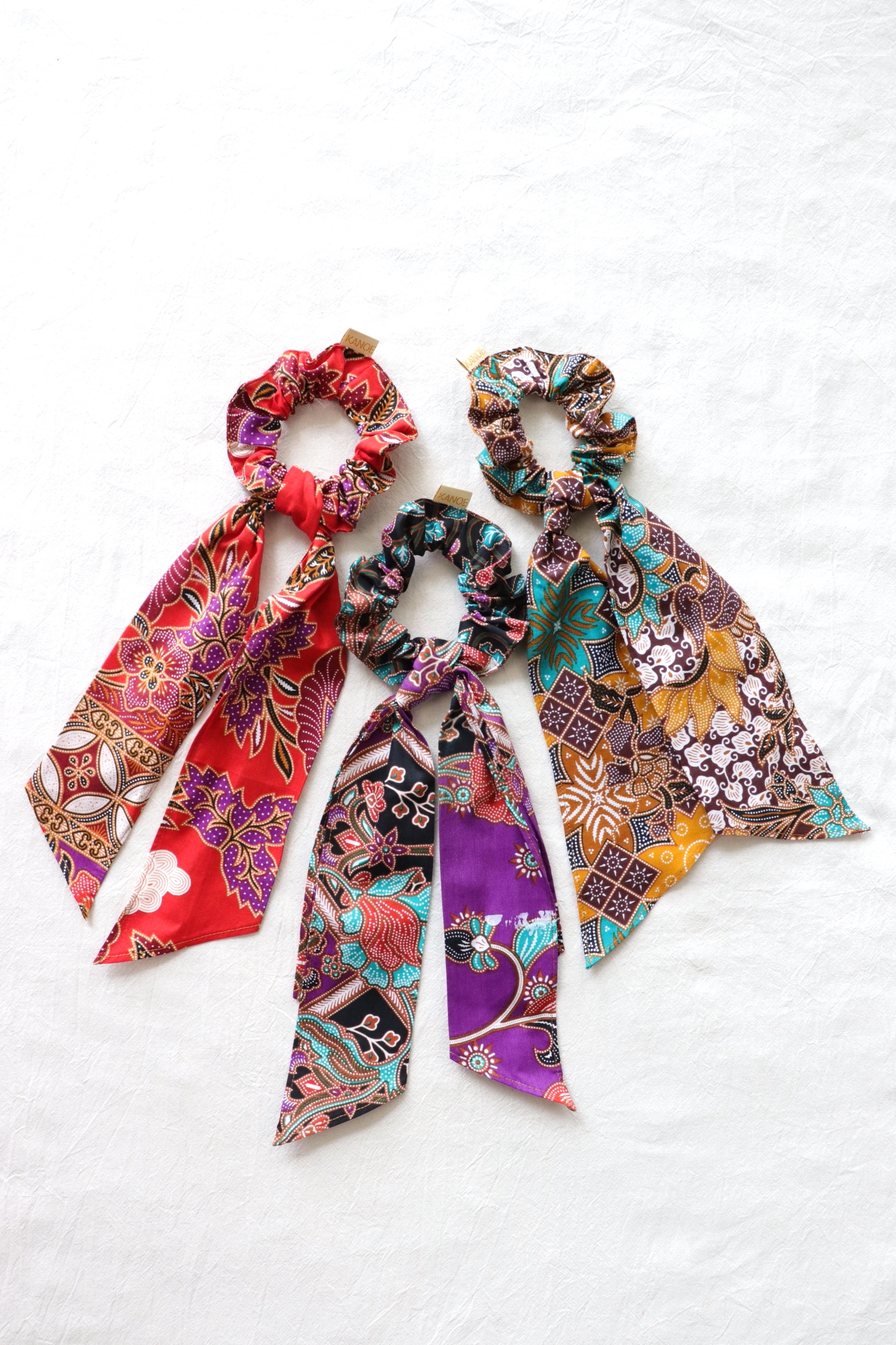 Batik Scrunchie w/ Ribbon [Set of 3] - Stella