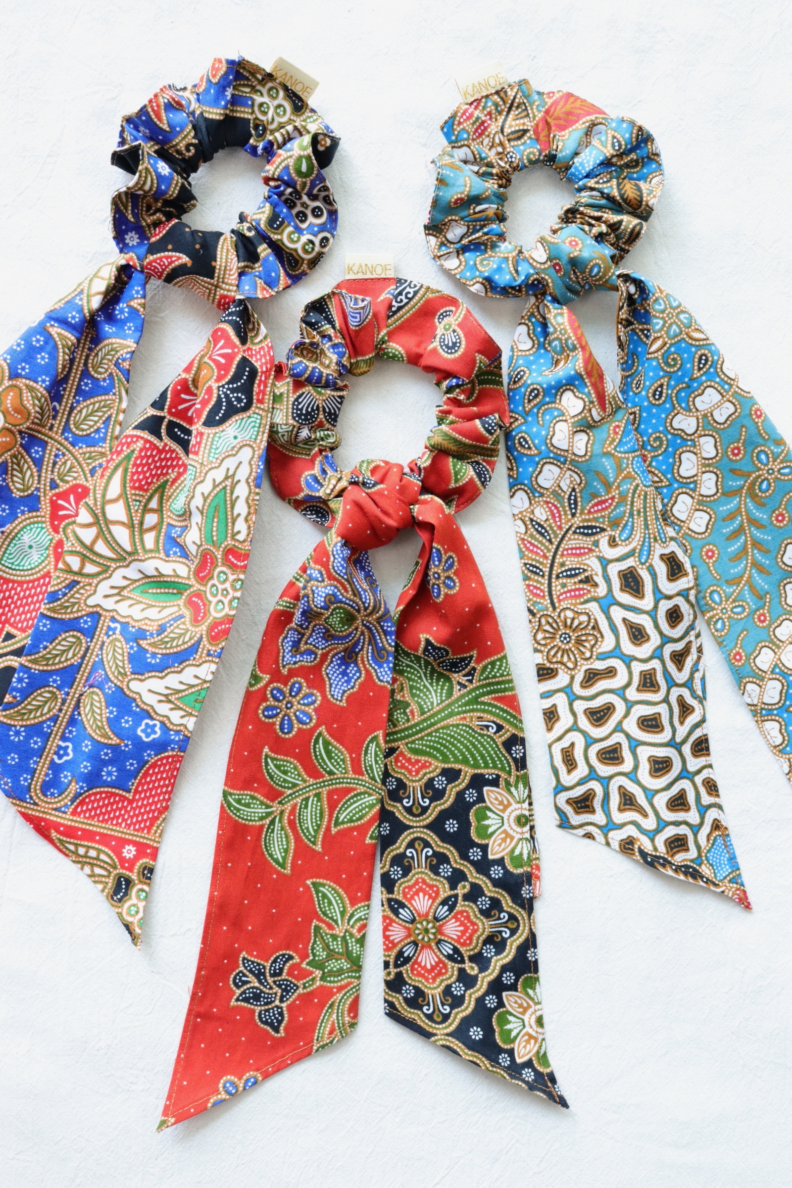 Batik Scrunchie w/ Ribbon [Set of 3] - Elena