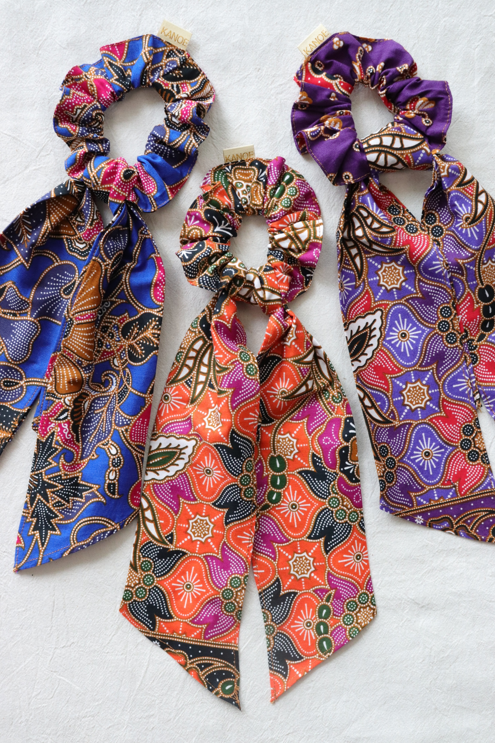 Batik Scrunchie w/ Ribbon [Set of 3] - Skylar
