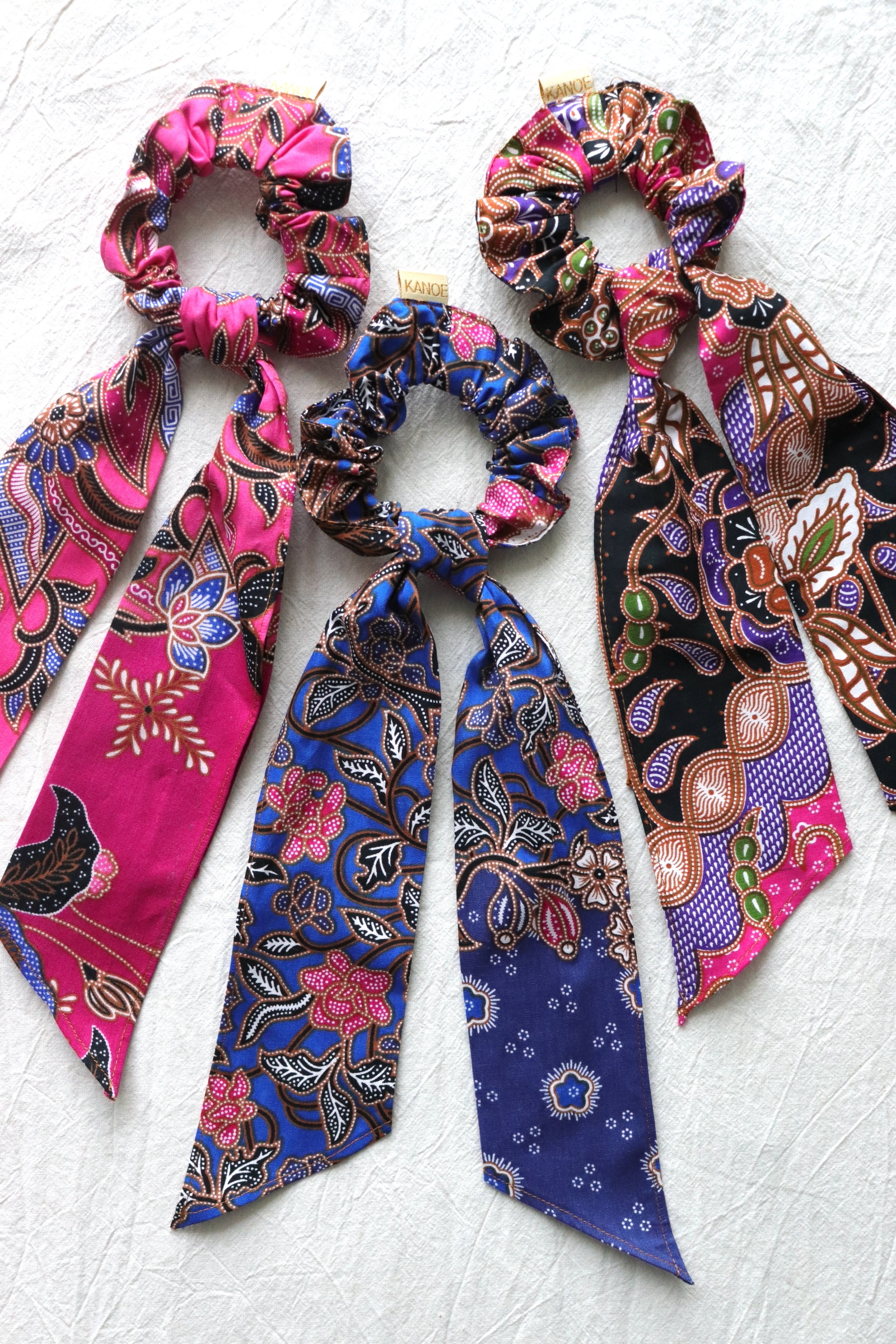 Batik Scrunchie w/ Ribbon [Set of 3] - Olivia