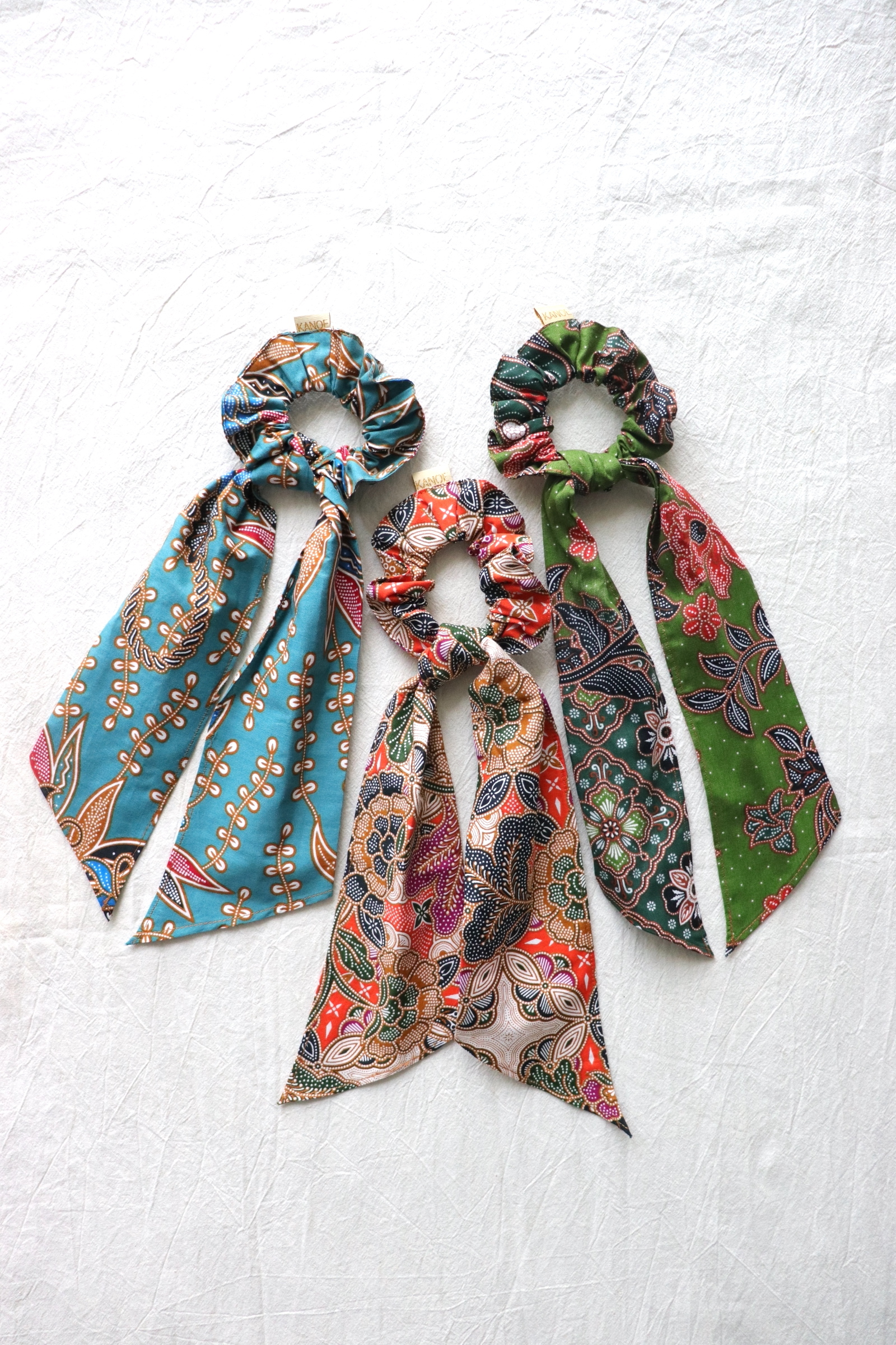 Batik Scrunchie w/ Ribbon [Set of 3] - Elvina
