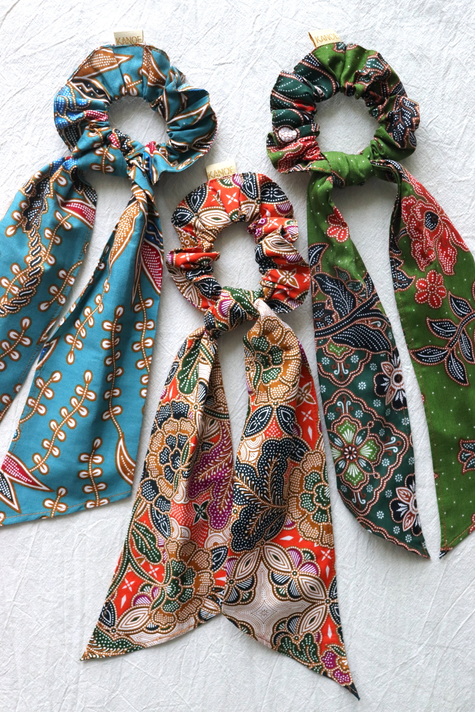 Batik Scrunchie w/ Ribbon [Set of 3] - Elvina