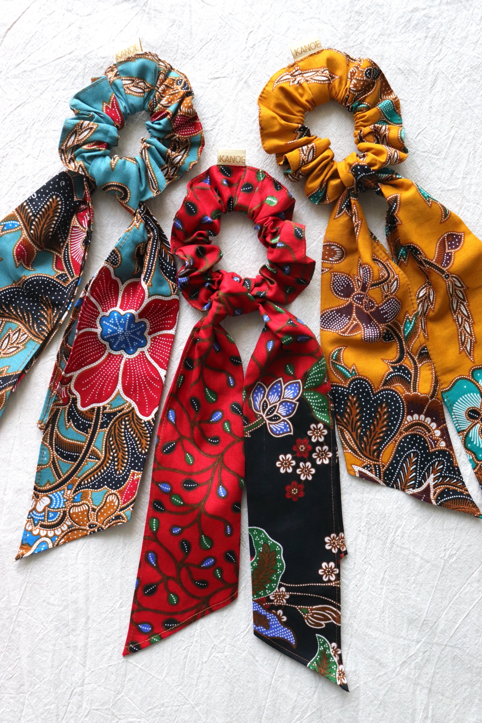 Batik Scrunchie w/ Ribbon [Set of 3] - Chloe