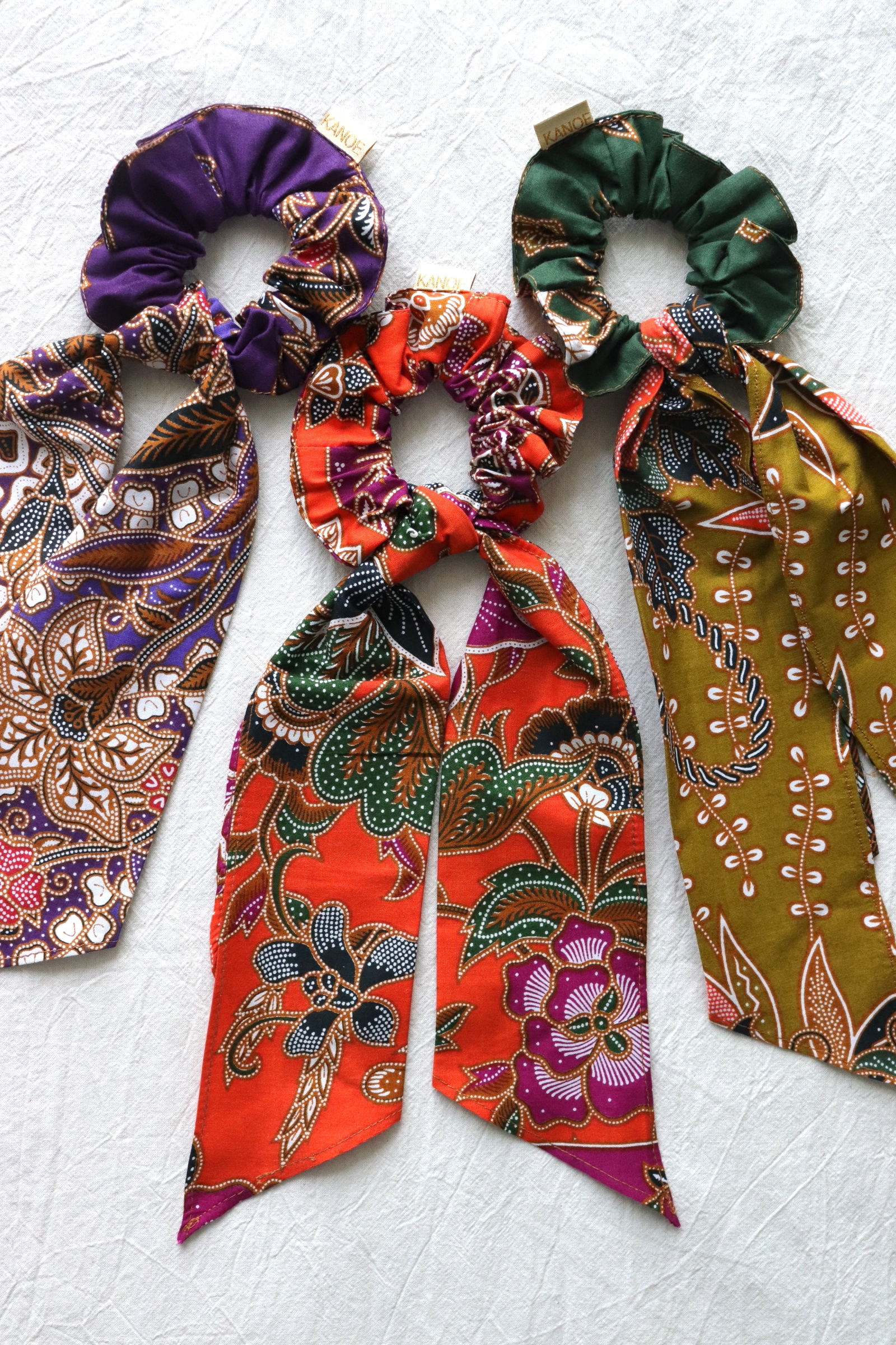 Batik Scrunchie w/ Ribbon [Set of 3] - Margot