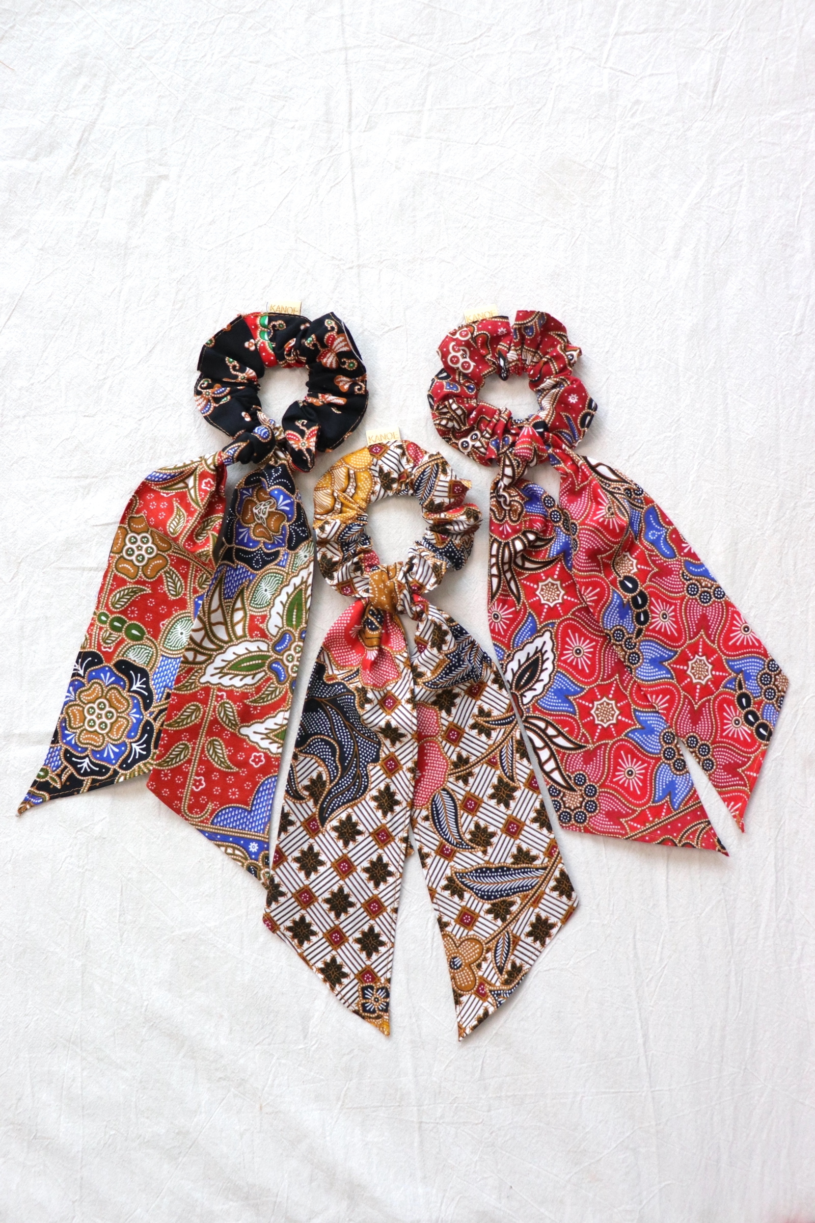 Batik Scrunchie w/ Ribbon [Set of 3] - Farah