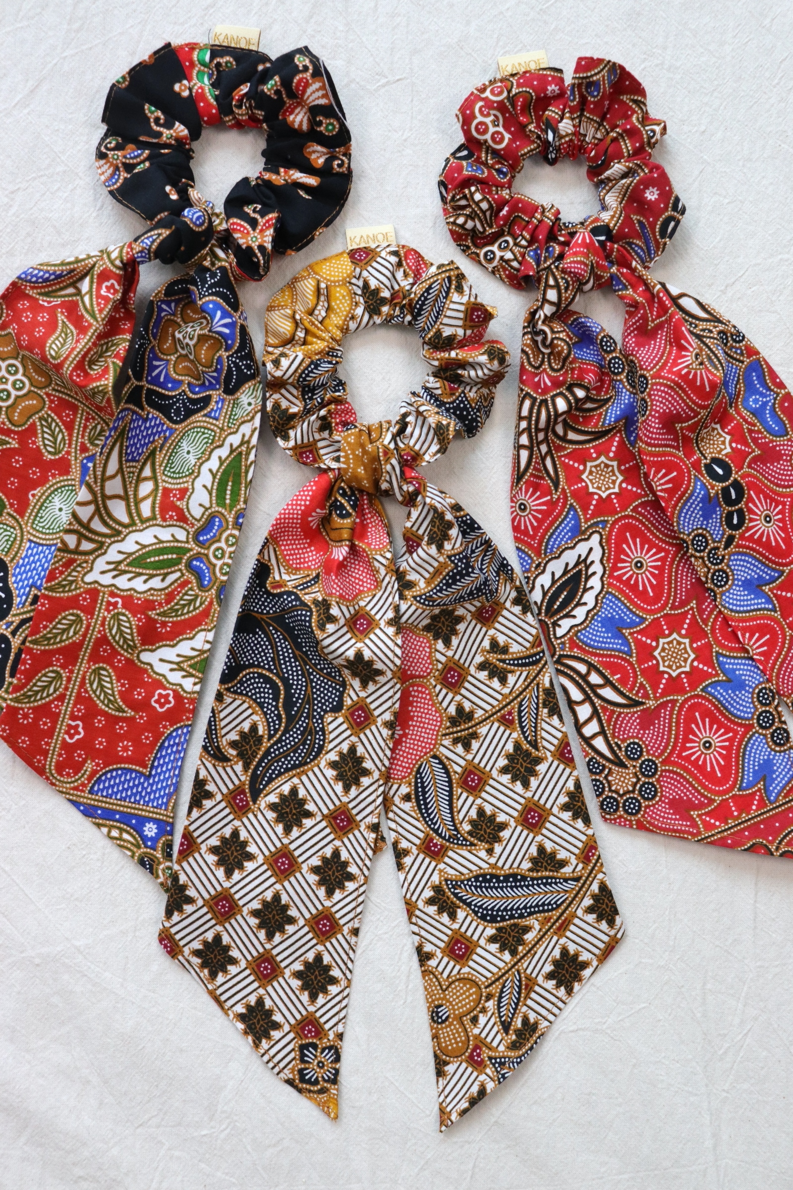 Batik Scrunchie w/ Ribbon [Set of 3] - Farah