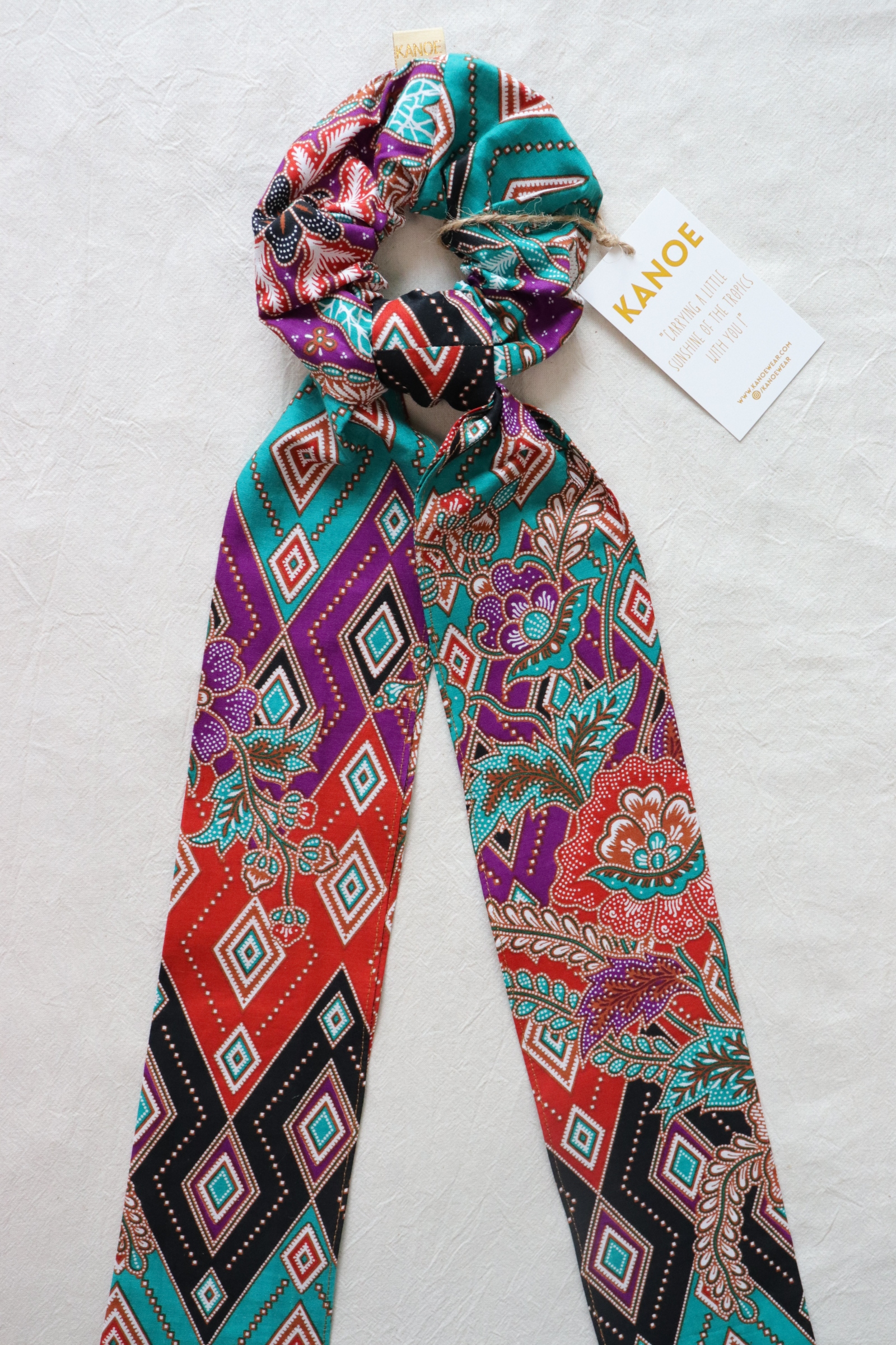 Maxi Batik Scrunchie w/ Ribbon - Lilac Aqua