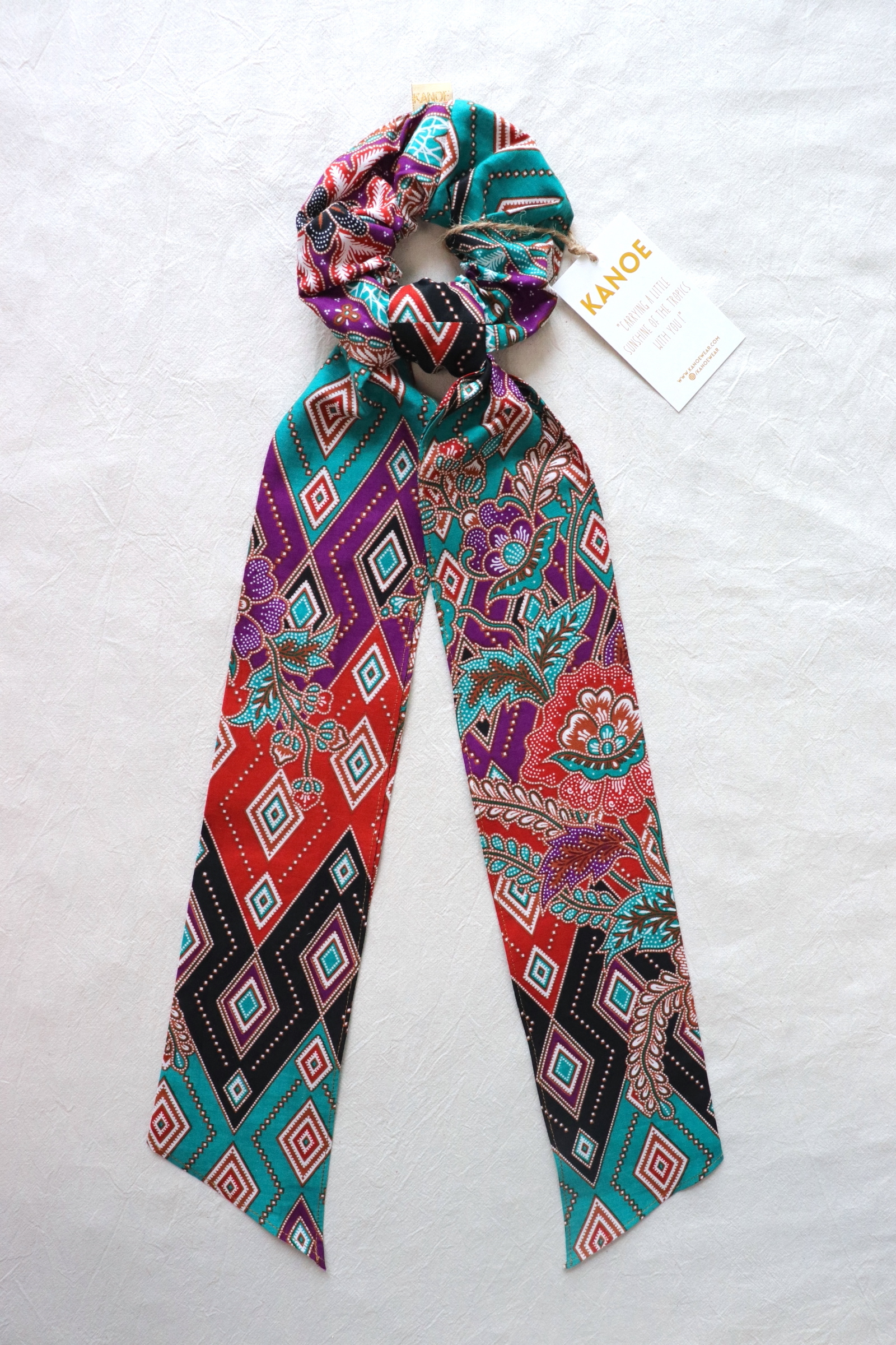 Maxi Batik Scrunchie w/ Ribbon - Lilac Aqua