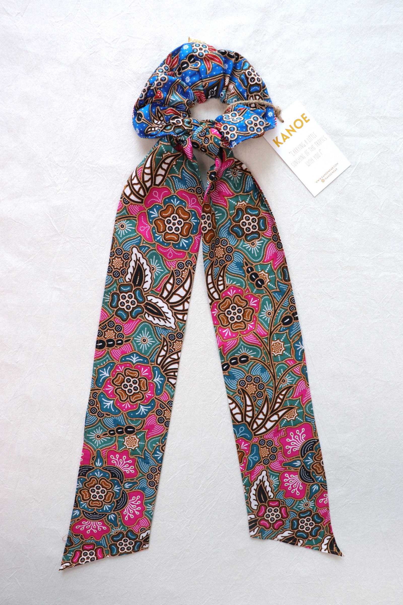 Maxi Batik Scrunchie w/ Ribbon - Turquoise Passion