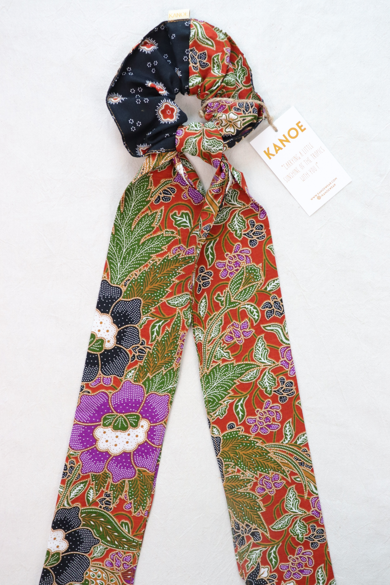 Maxi Batik Scrunchie w/ Ribbon - Copper Clover