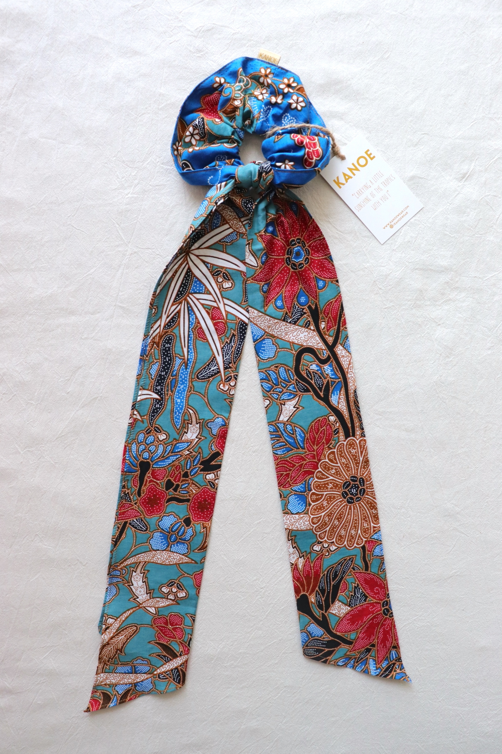 Maxi Batik Scrunchie w/ Ribbon - Azure Arctic