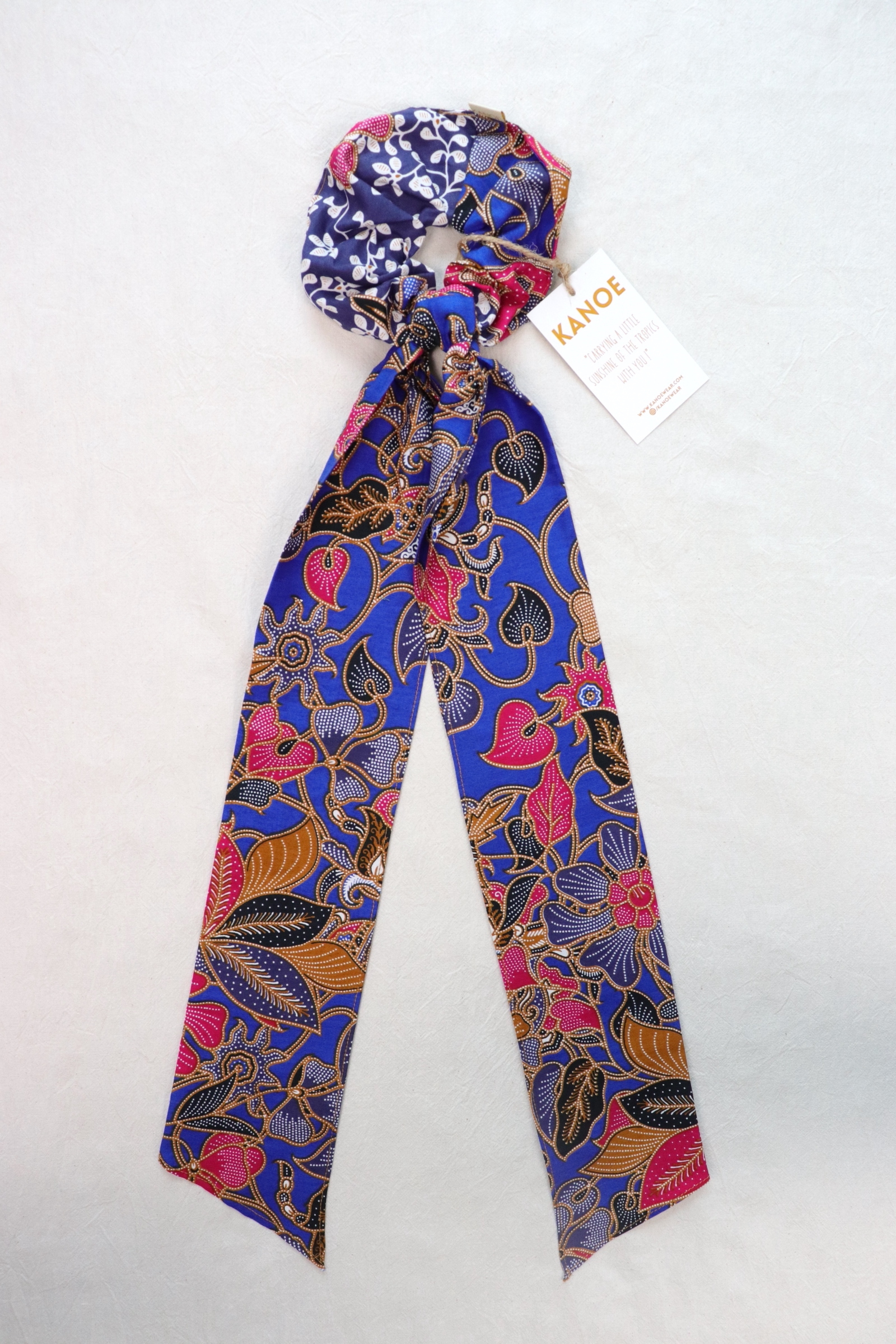 Maxi Batik Scrunchie w/ Ribbon - Midnight Blue