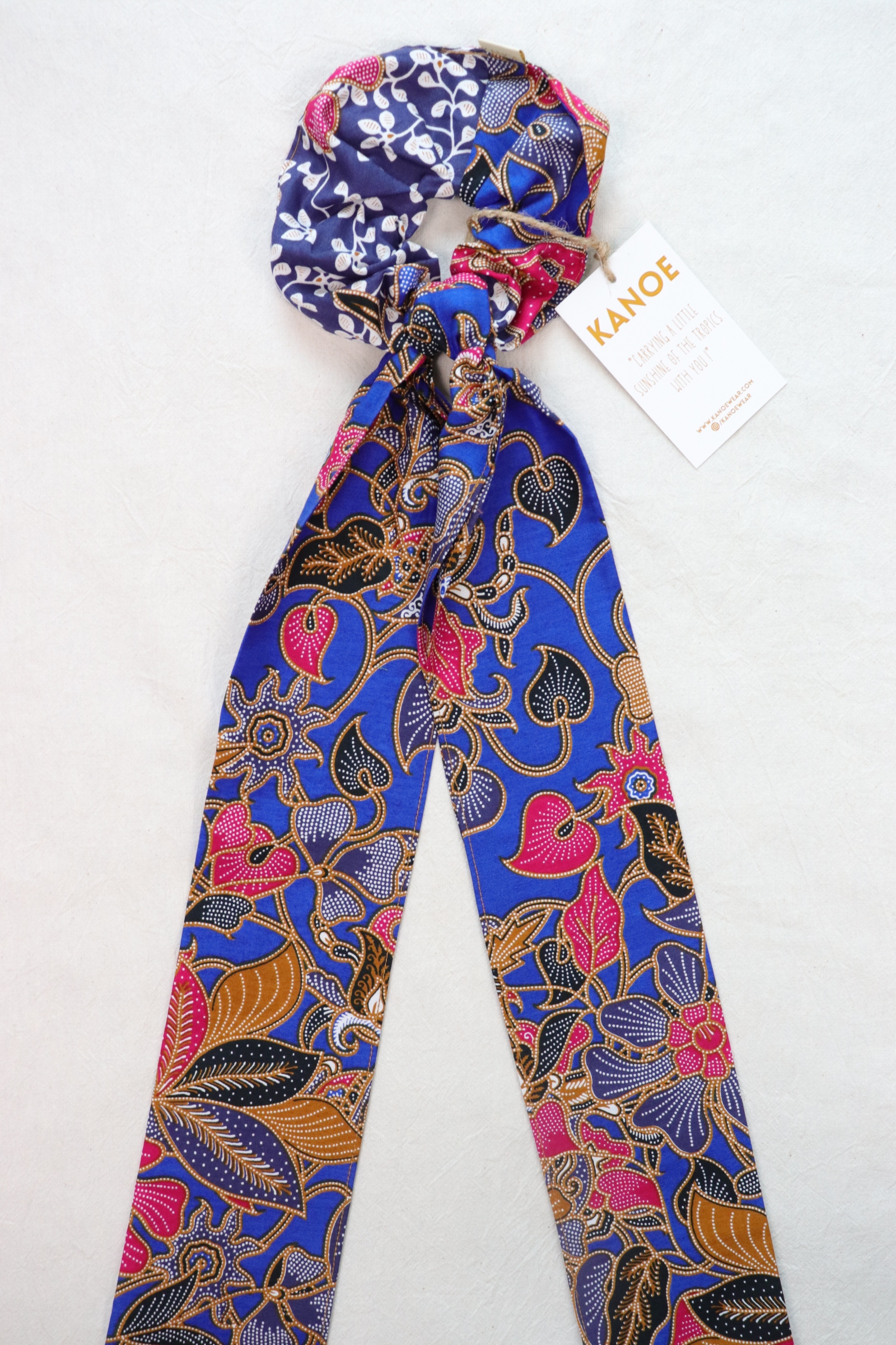 Maxi Batik Scrunchie w/ Ribbon - Midnight Blue